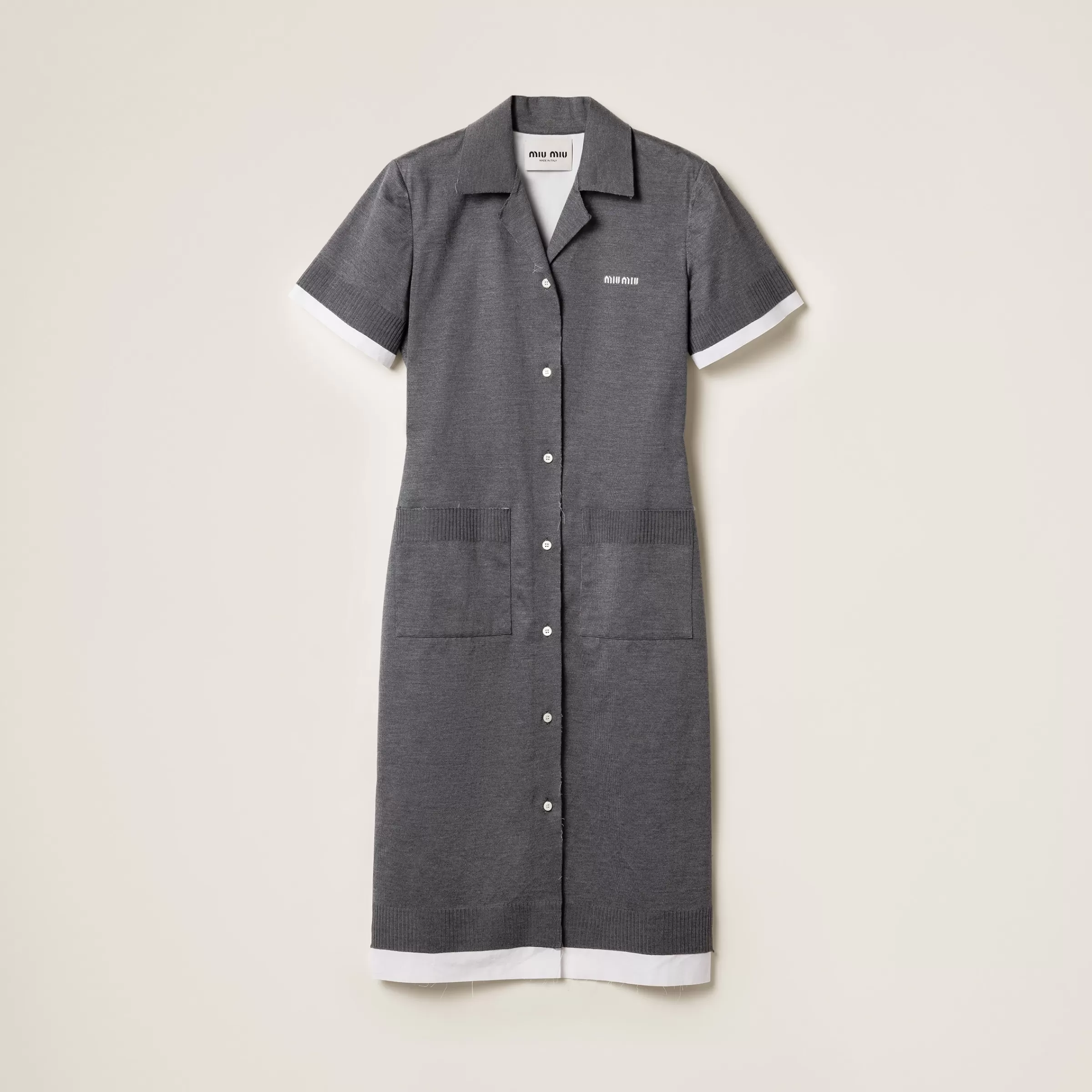 Knit and poplin dress>Miu Miu Cheap