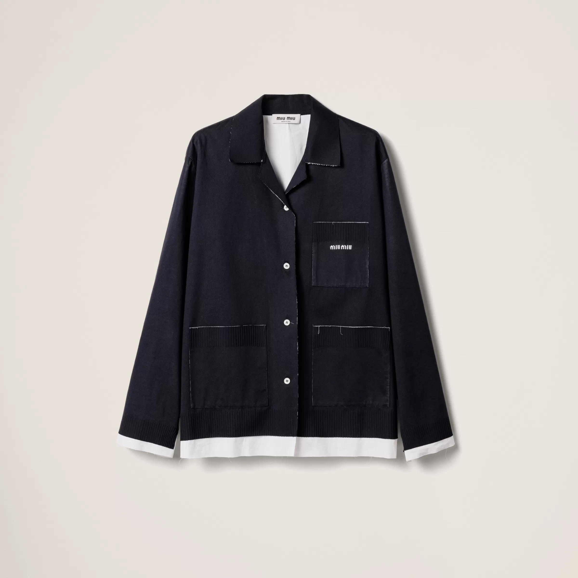 Knit and poplin shirt>Miu Miu Hot