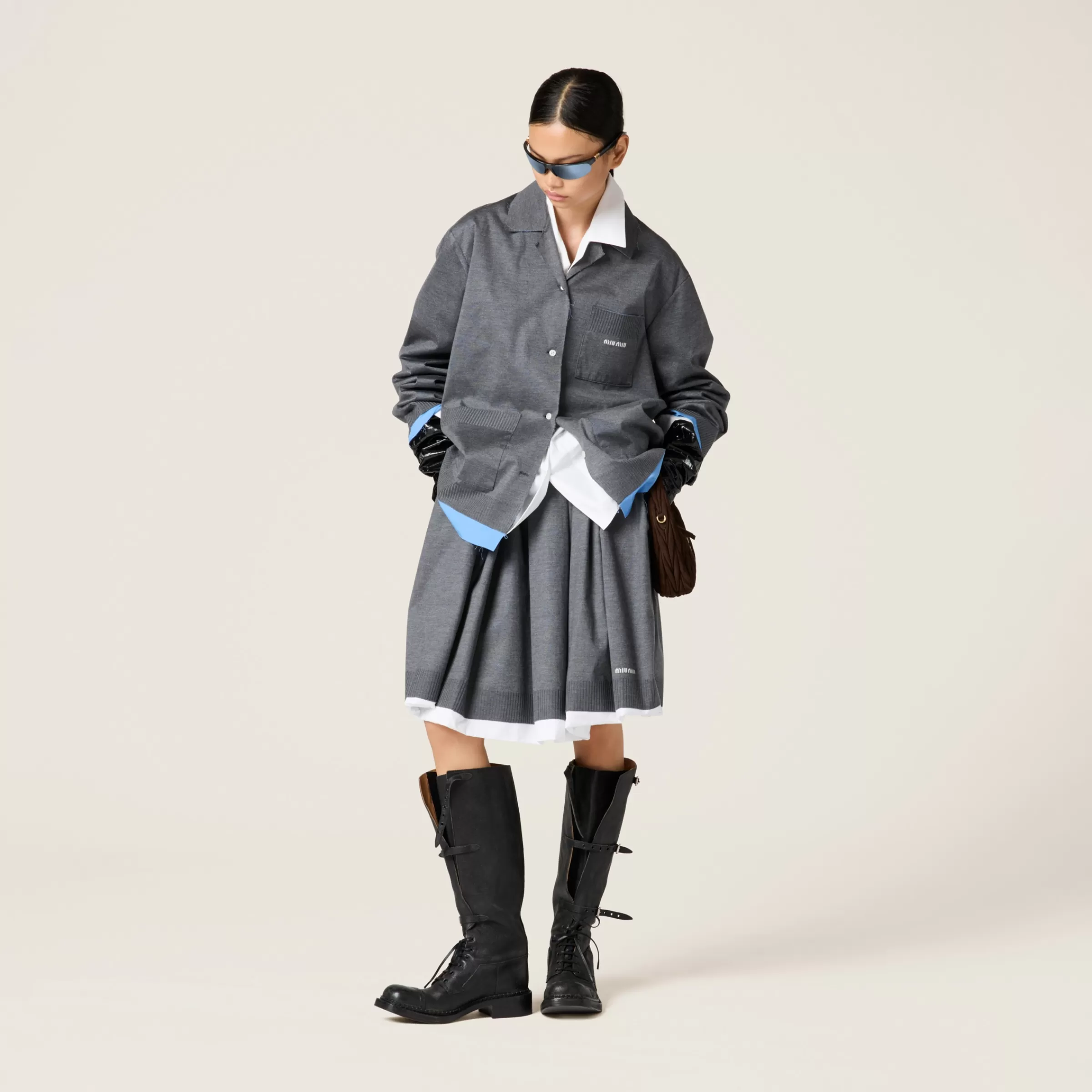 Knit and poplin shirt>Miu Miu Cheap