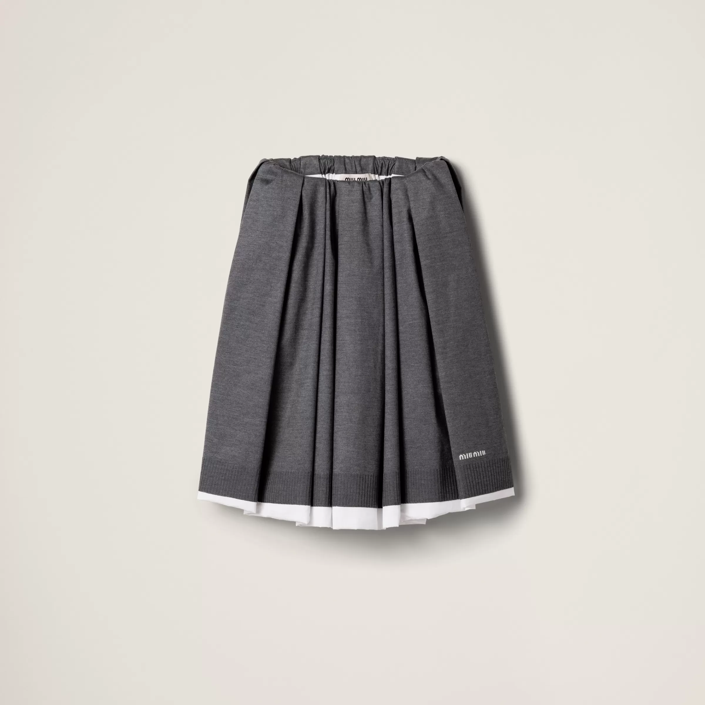 Knit and poplin skirt>Miu Miu Sale