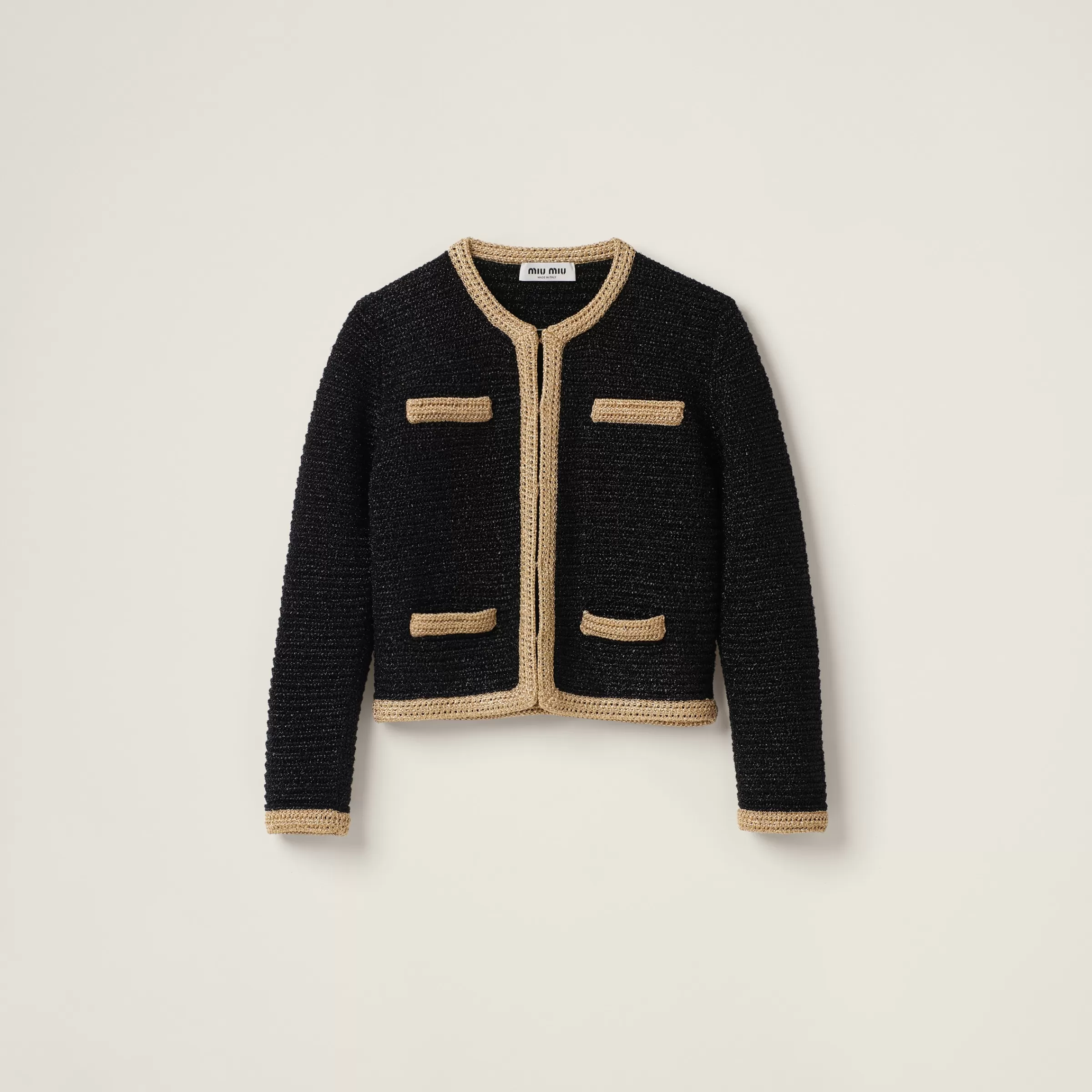 Lamé crochet cardigan>Miu Miu Hot