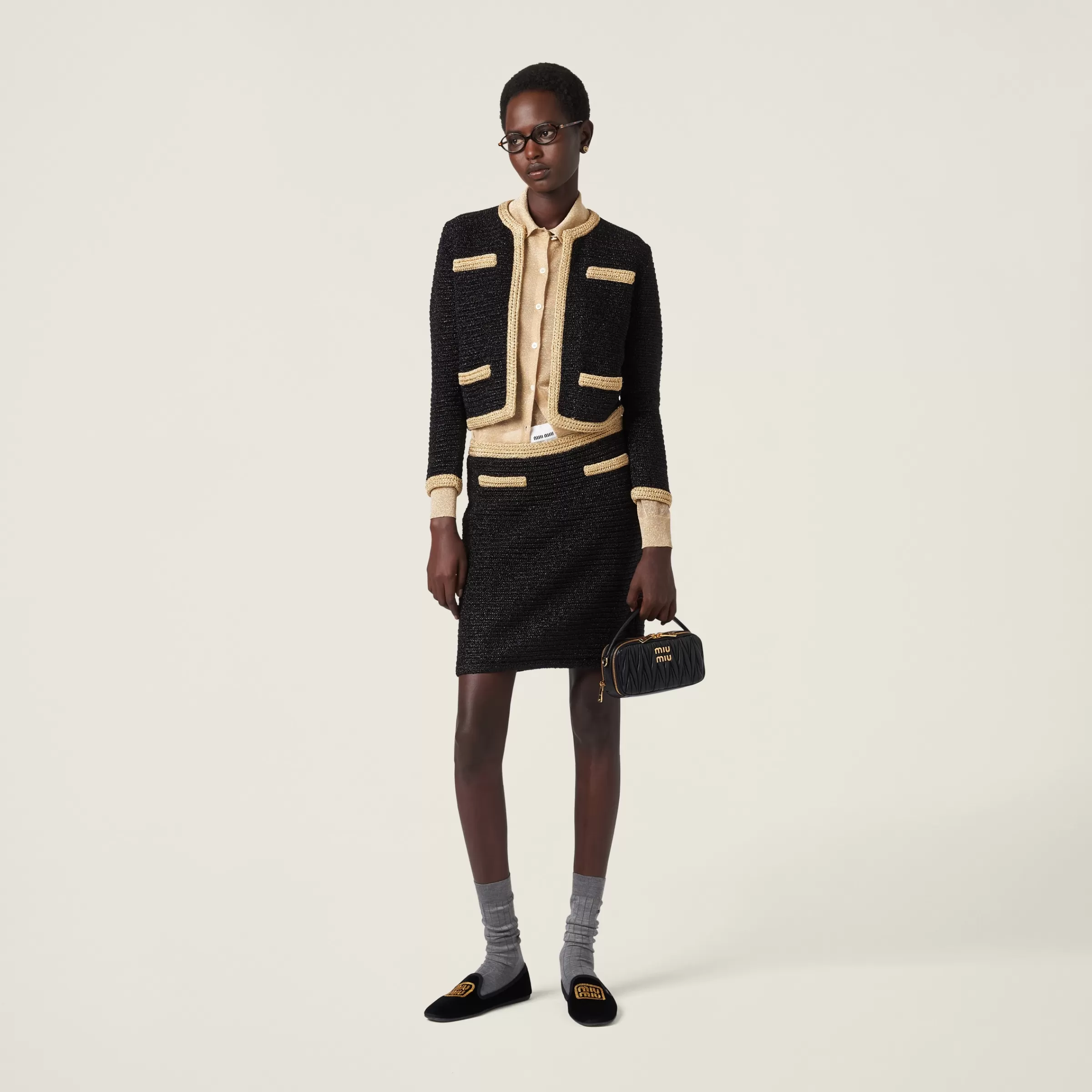 Lamé skirt>Miu Miu Clearance