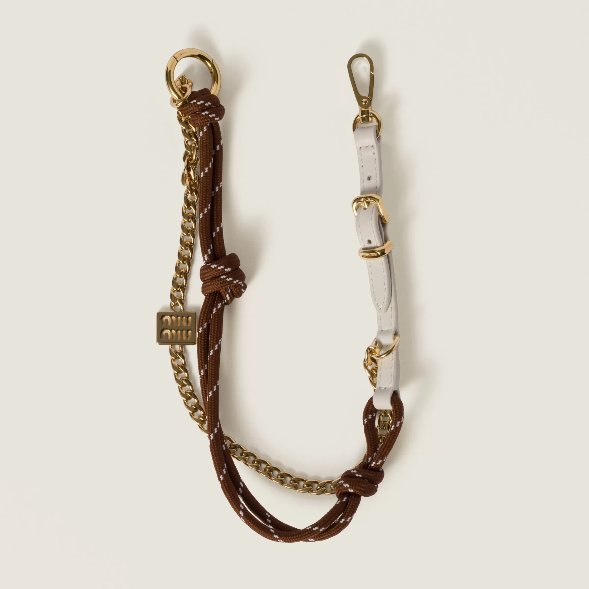 Leather, cord, and metal trick>Miu Miu New
