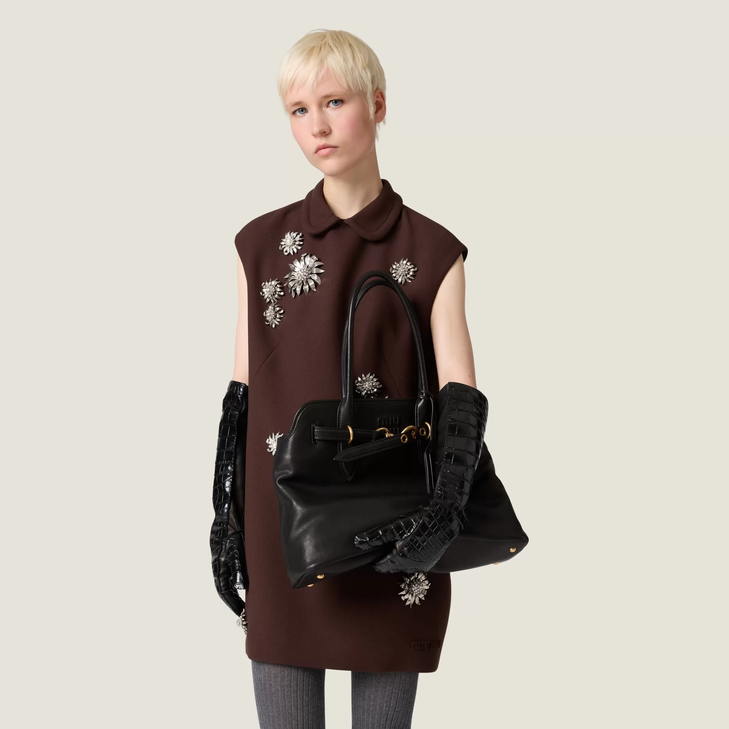 Leather gloves>Miu Miu Discount