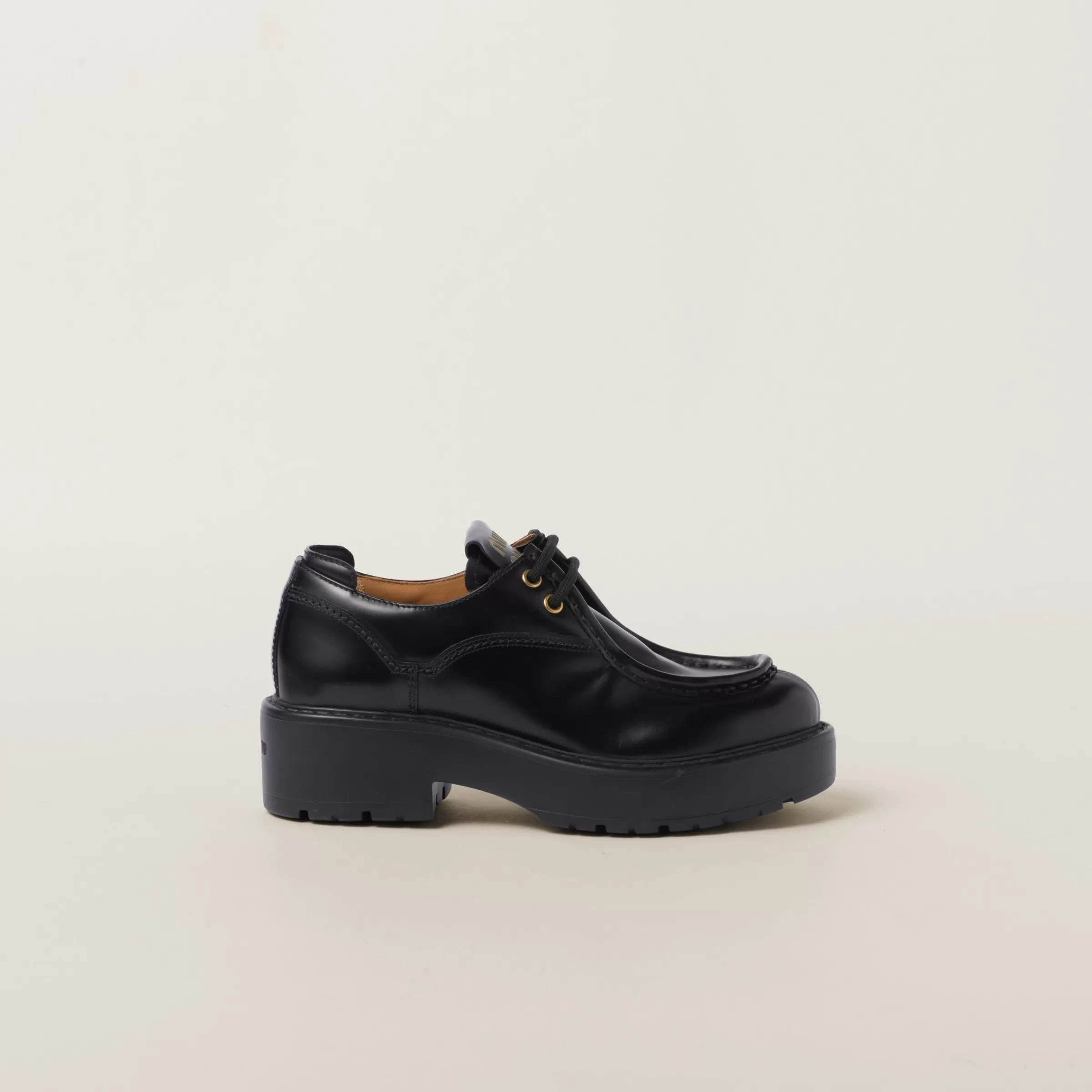 Leather lace-up shoes>Miu Miu New