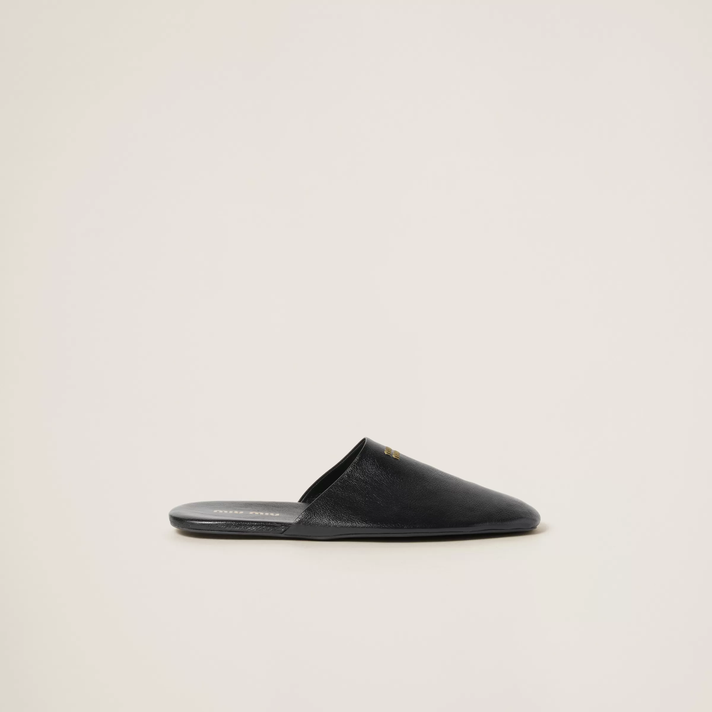 Leather slippers>Miu Miu Shop