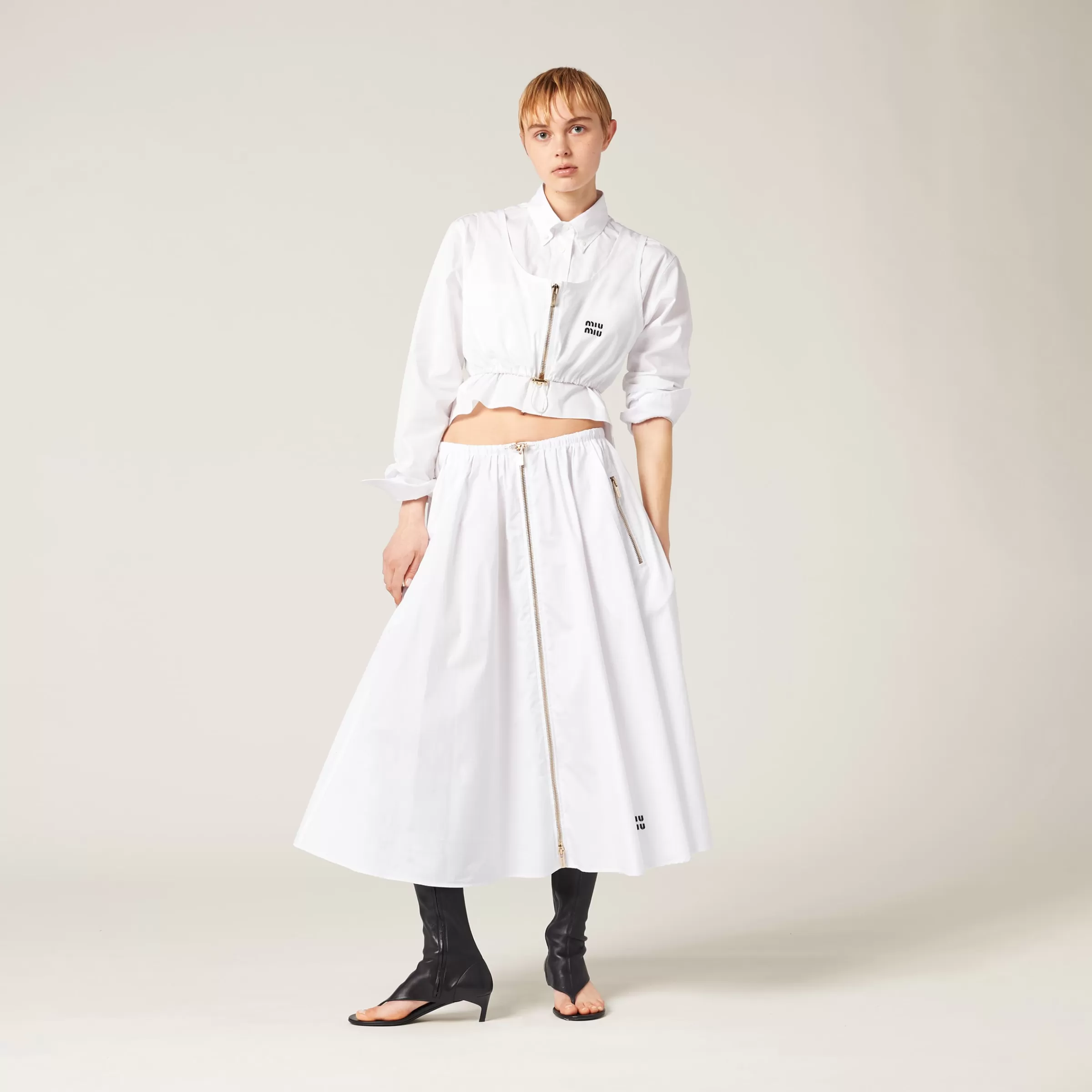 Long poplin skirt>Miu Miu Best