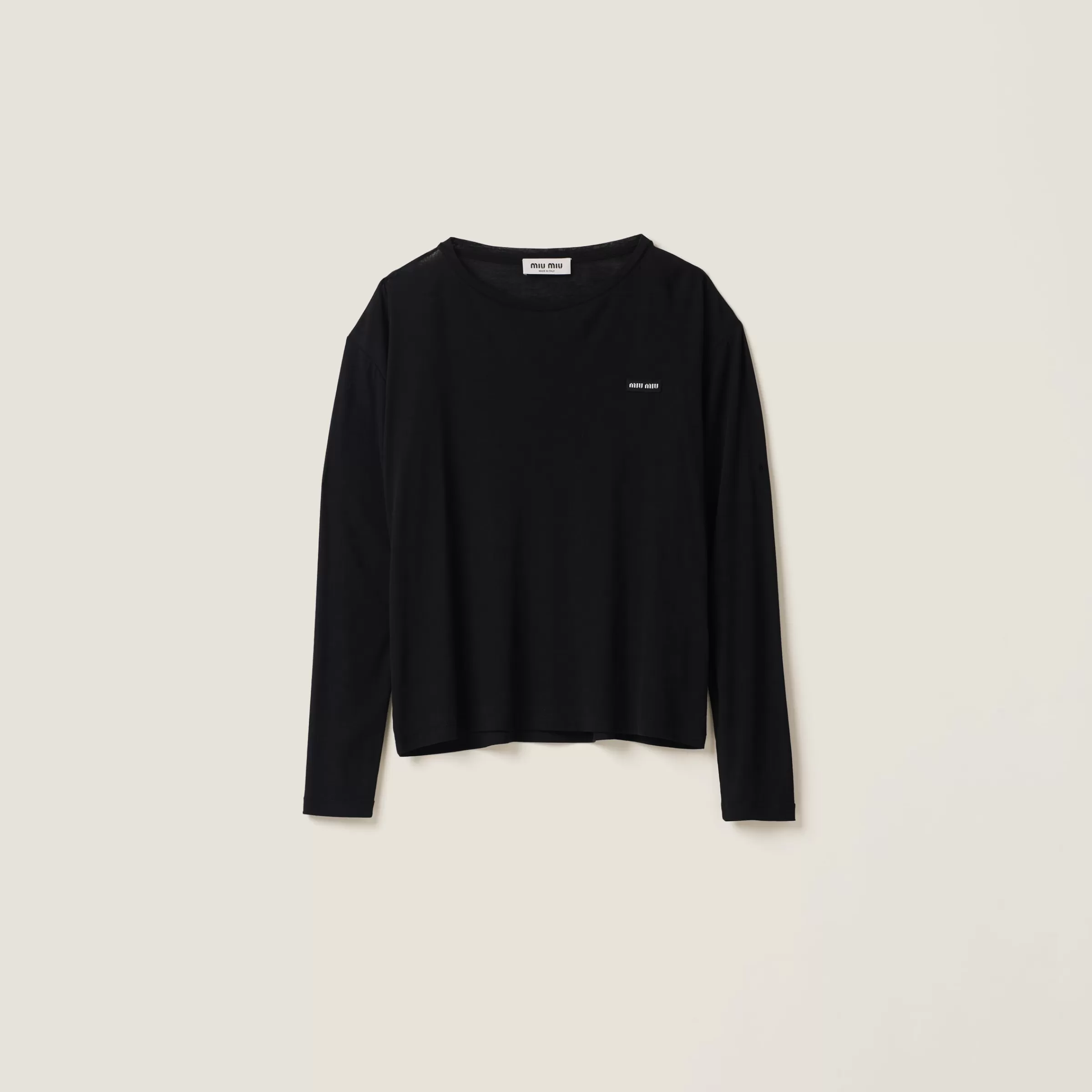 Long-sleeved ribbed jersey T-shirt>Miu Miu Best Sale