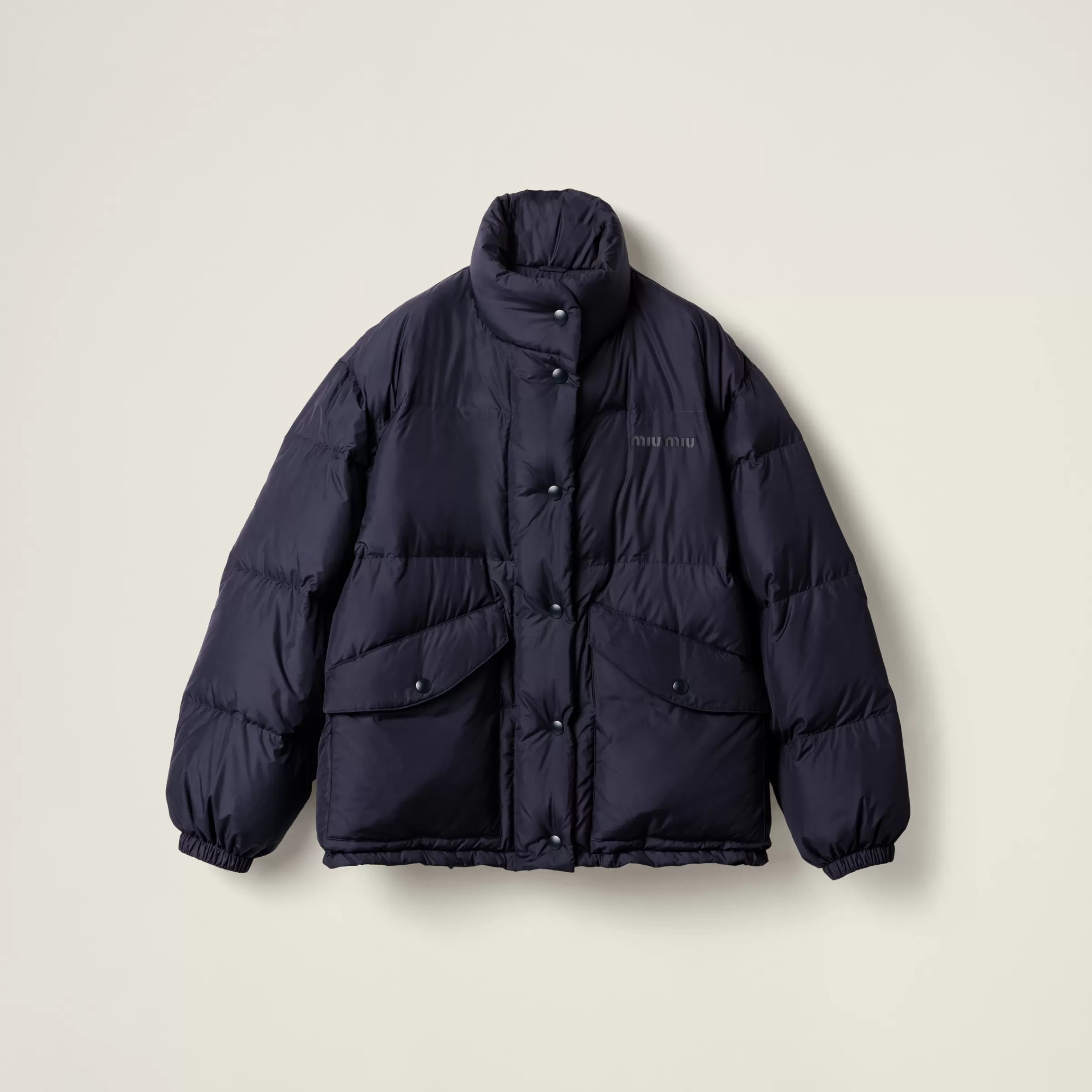 Medium-weight technical pongé down jacket>Miu Miu Clearance