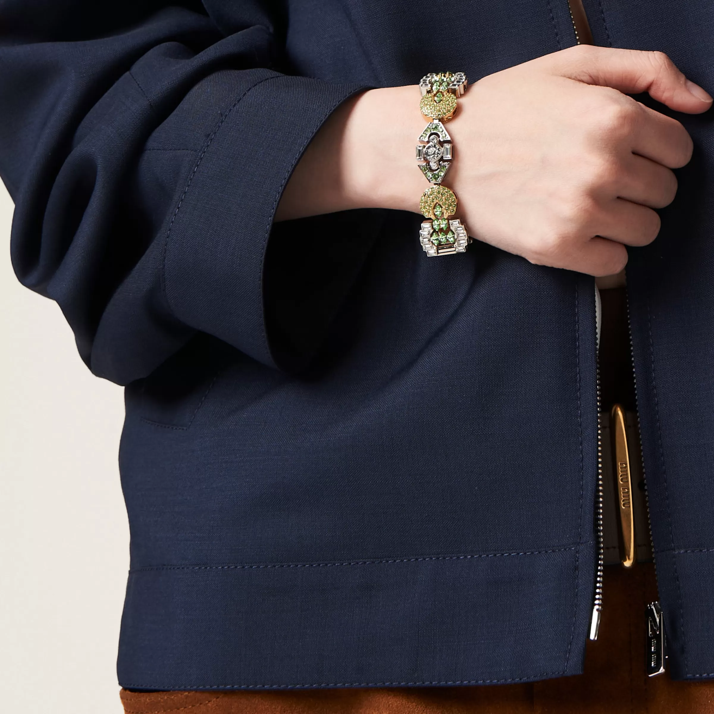 Metal bracelet with crystals>Miu Miu Online