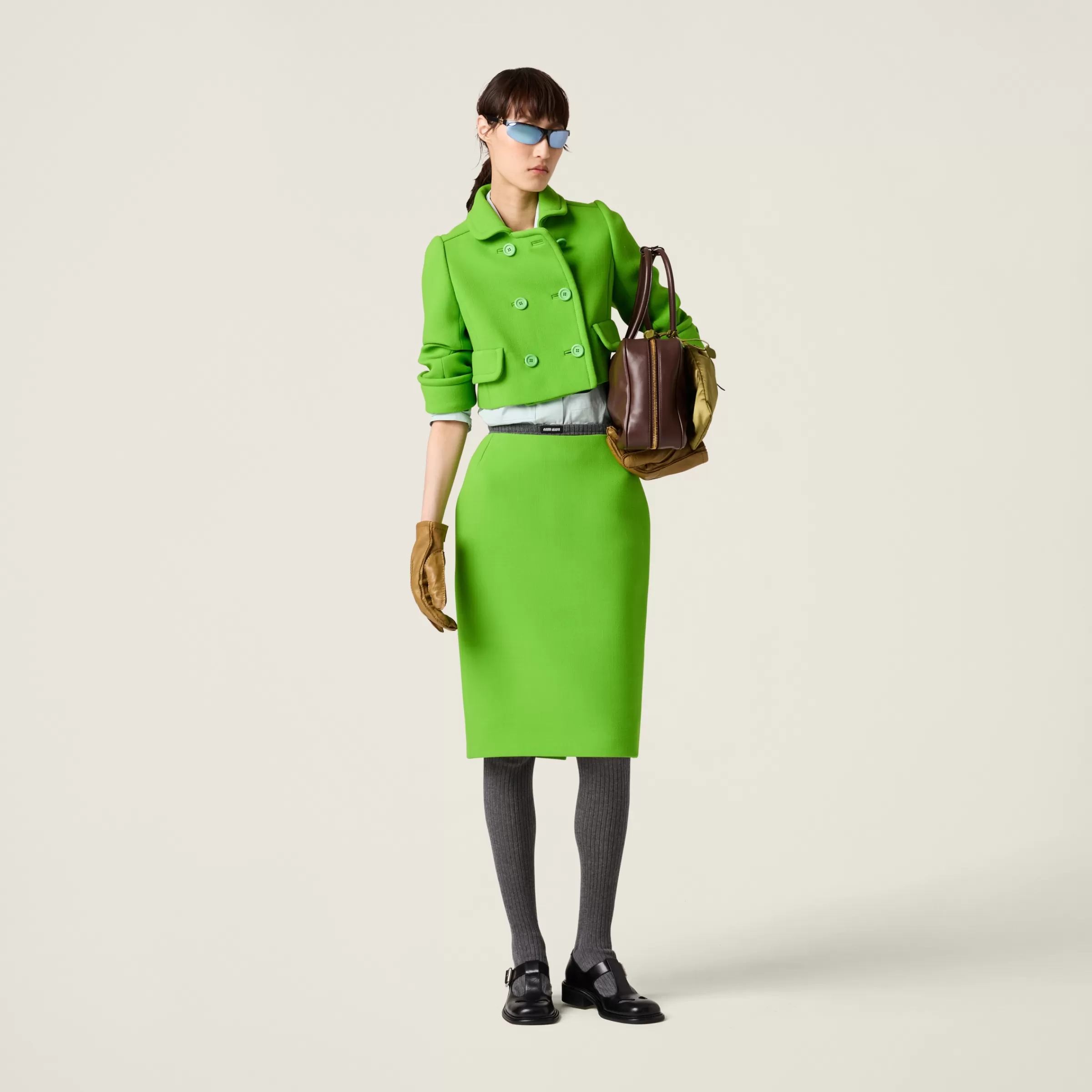 Natté pencil skirt>Miu Miu Online
