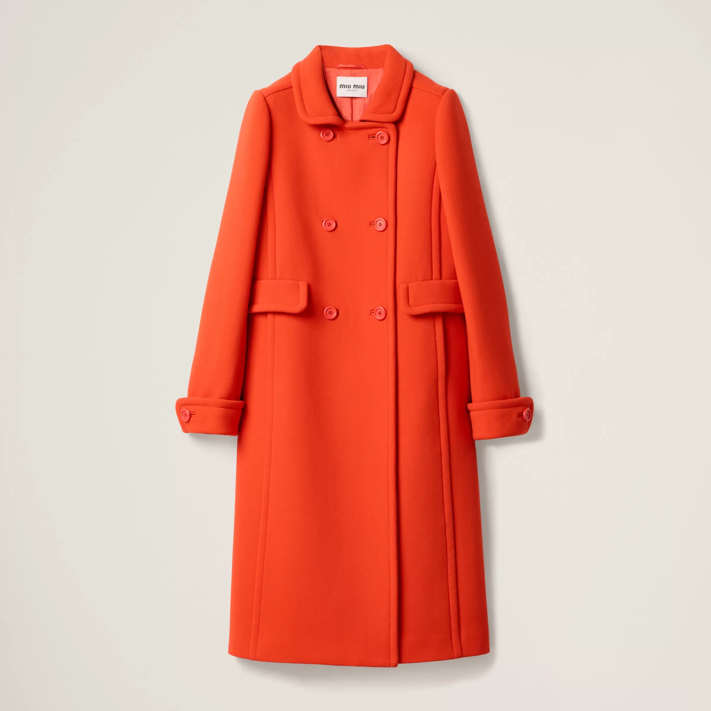 Natté toile double-breasted coat>Miu Miu Clearance