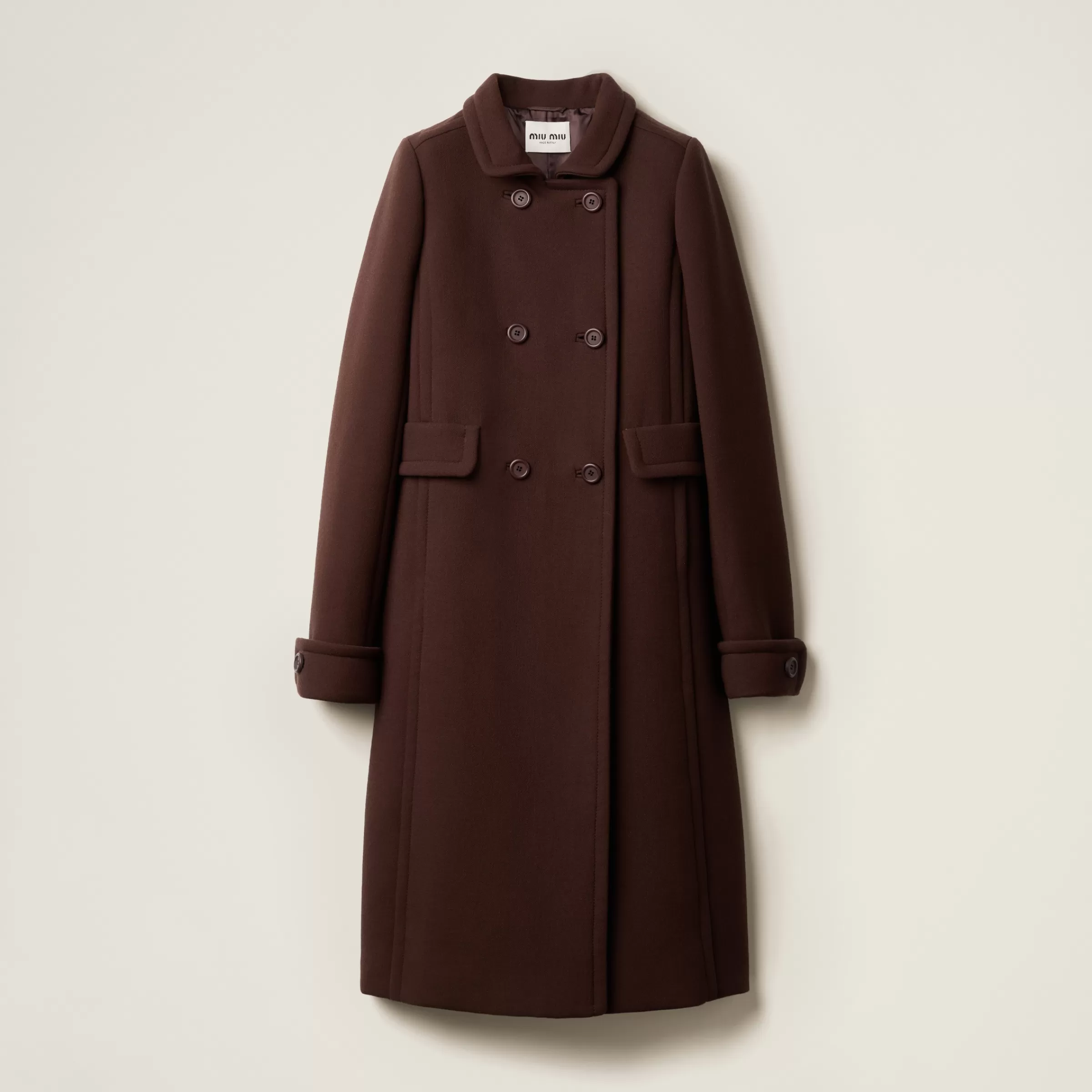Natté toile double-breasted coat>Miu Miu Fashion