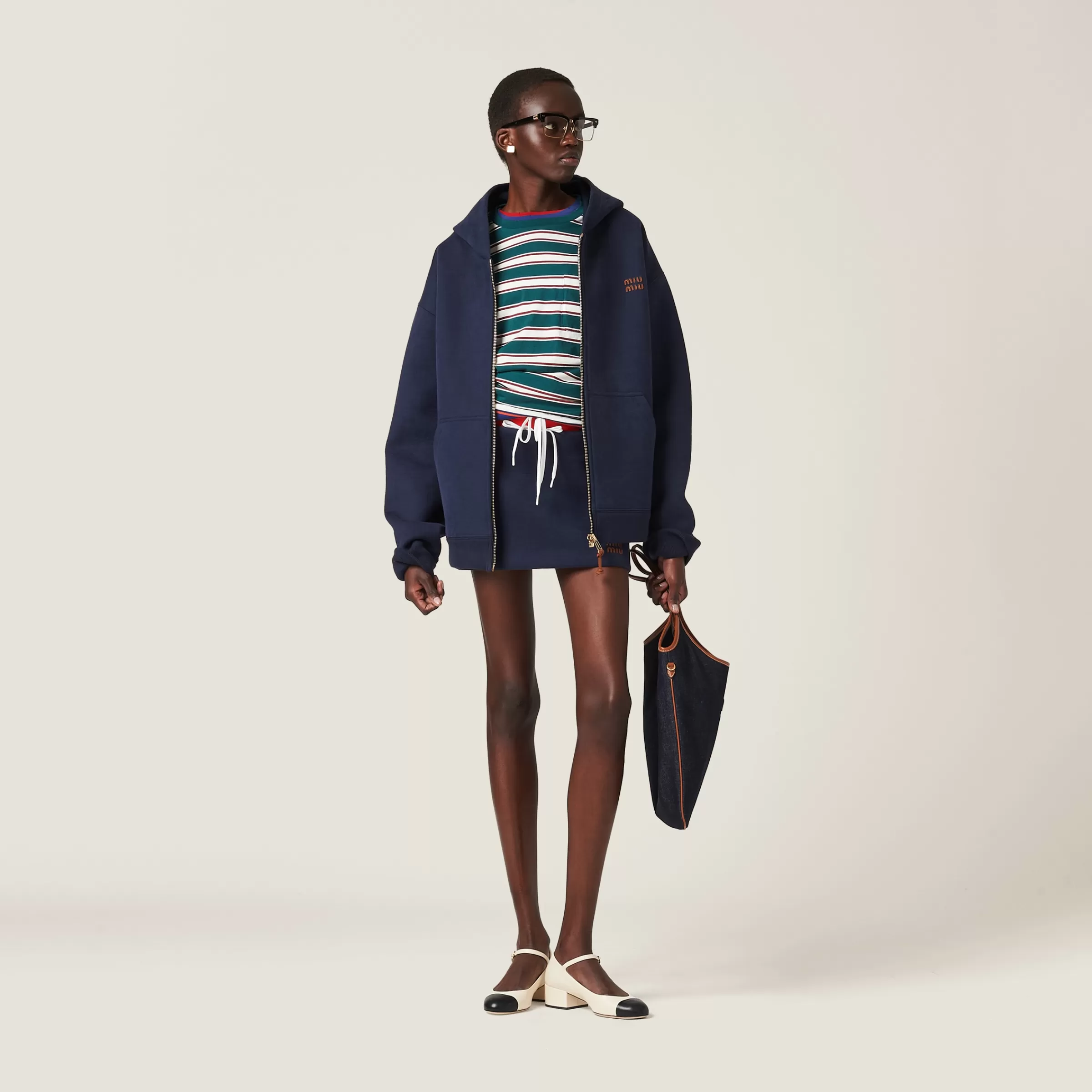 Padded cotton fleece miniskirt>Miu Miu Cheap