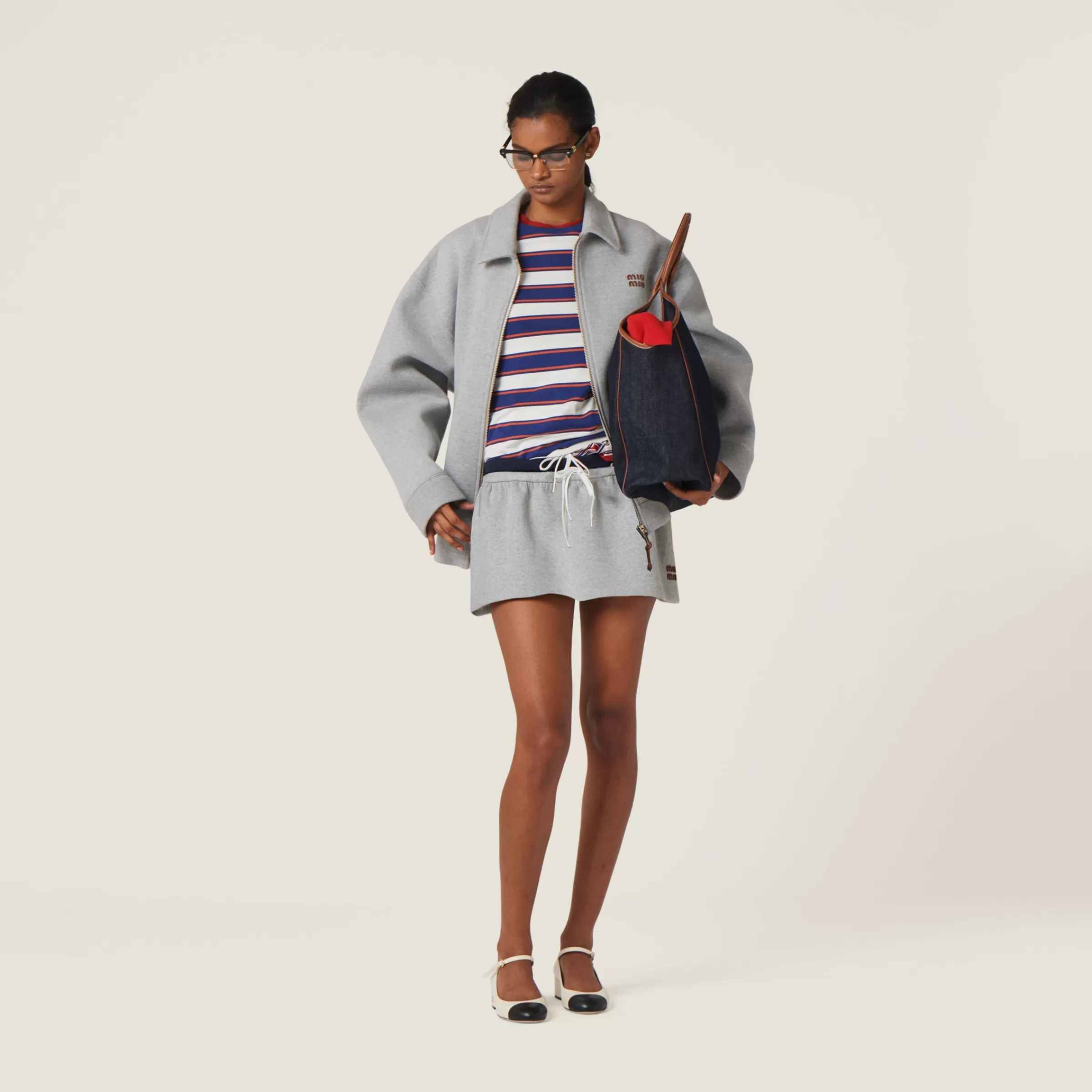 Padded cotton fleece miniskirt>Miu Miu Sale