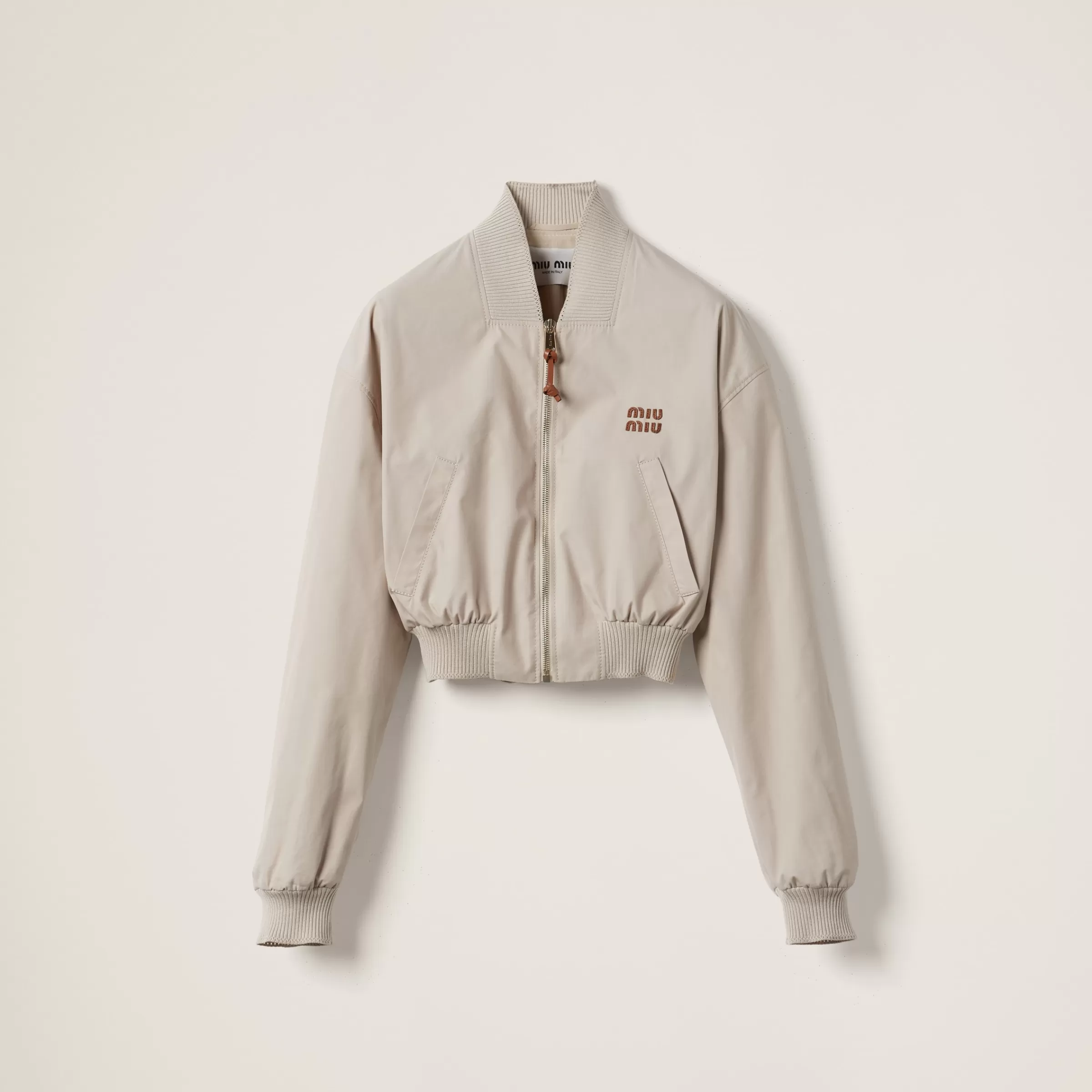 Panama cotton blouson jacket>Miu Miu Outlet