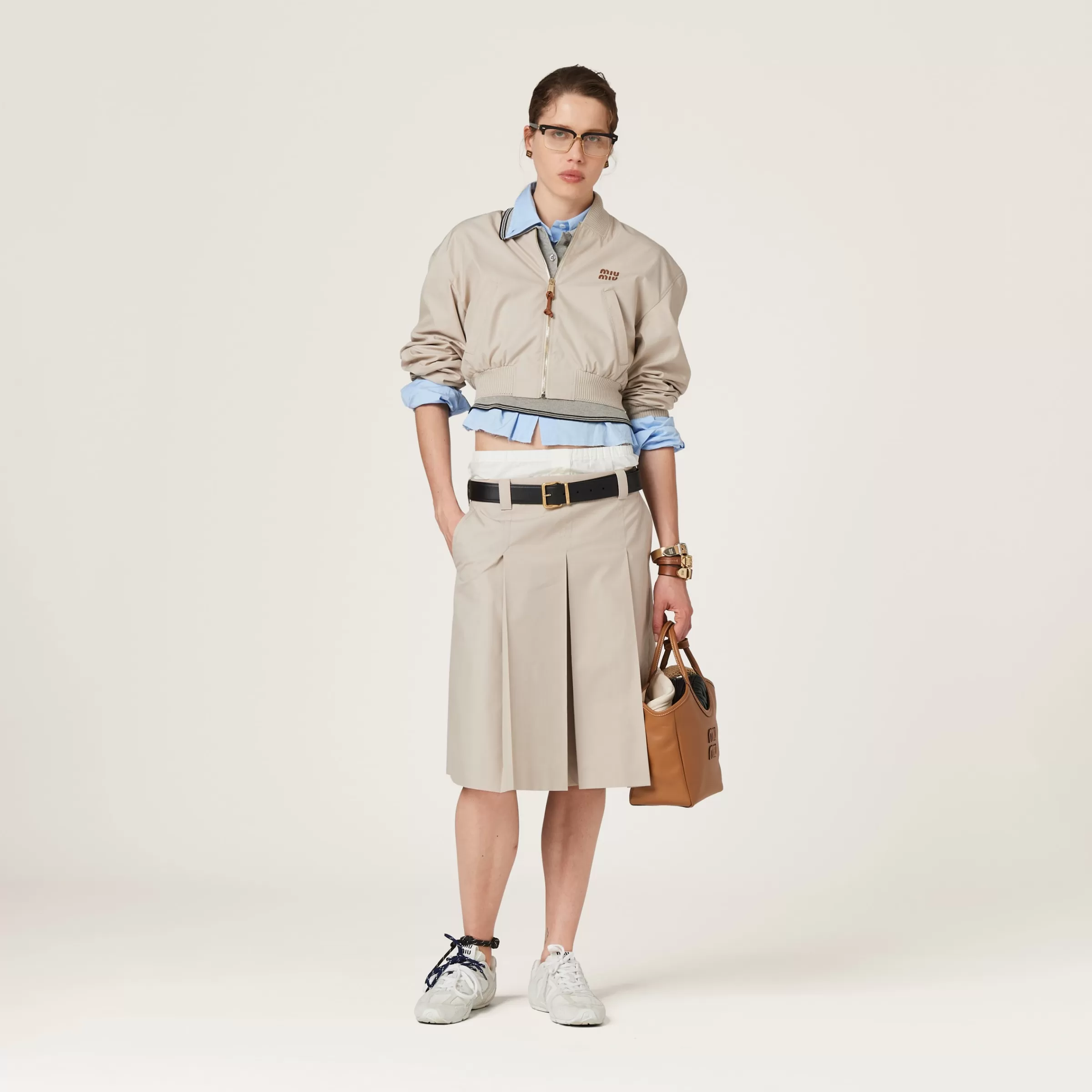 Panama cotton blouson jacket>Miu Miu Outlet
