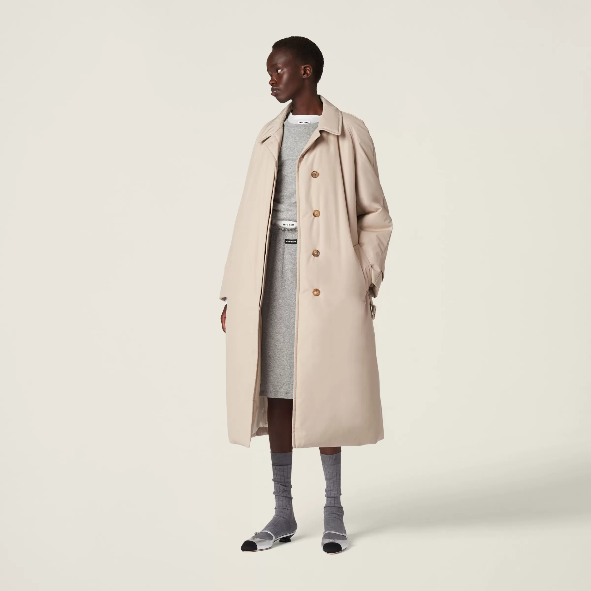 Panama cotton down coat>Miu Miu Cheap