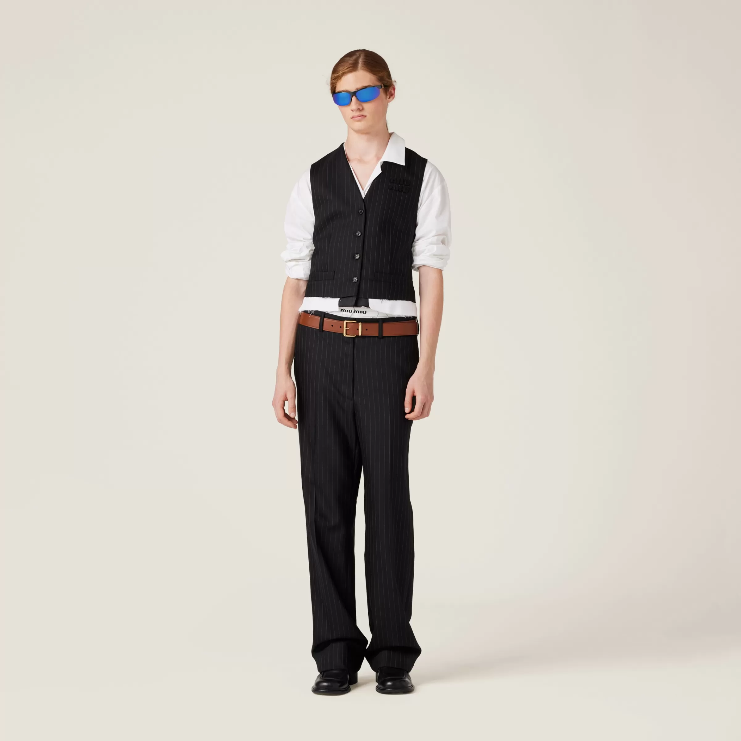 Pinstripe pants>Miu Miu Cheap