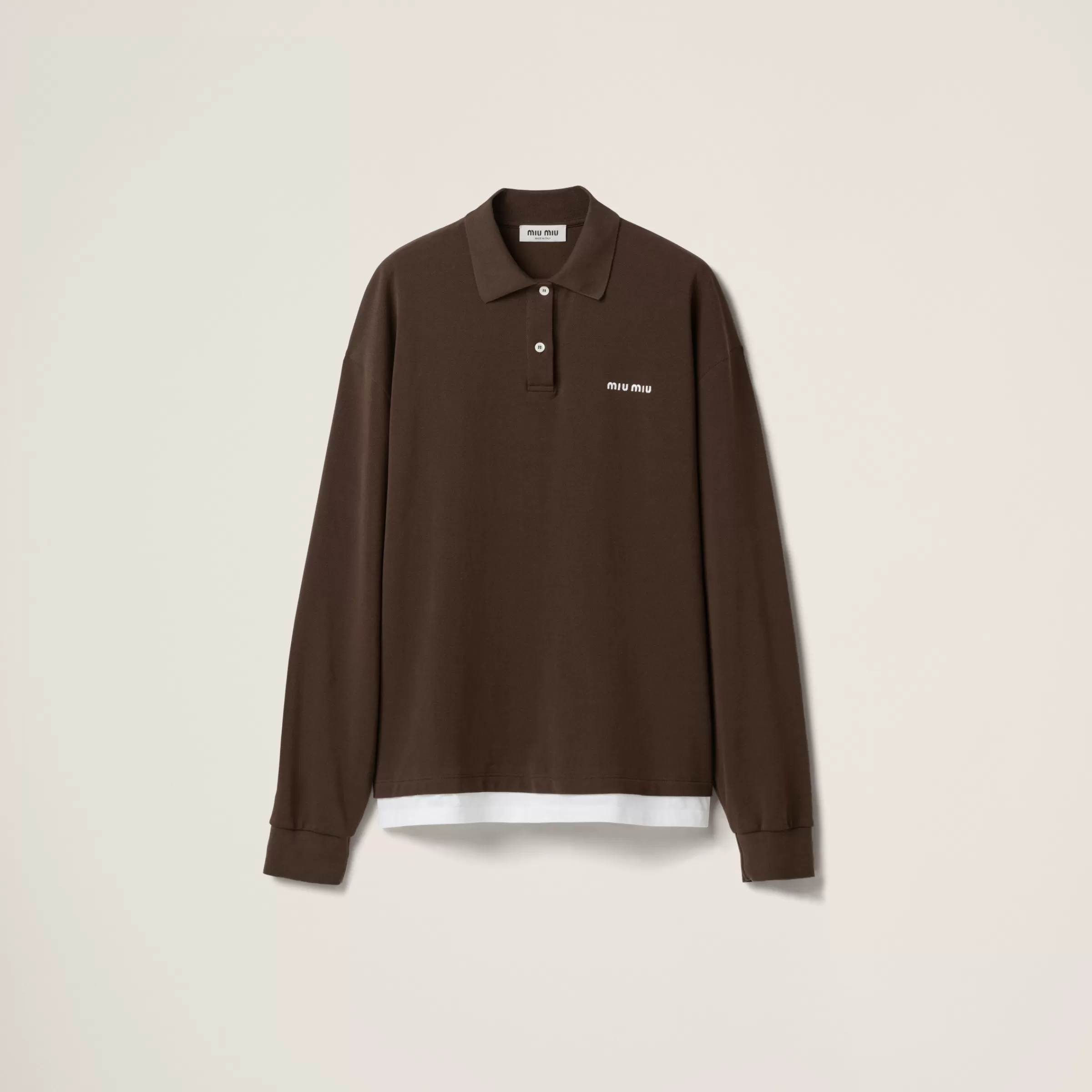 Piqué and jersey polo shirt>Miu Miu Clearance