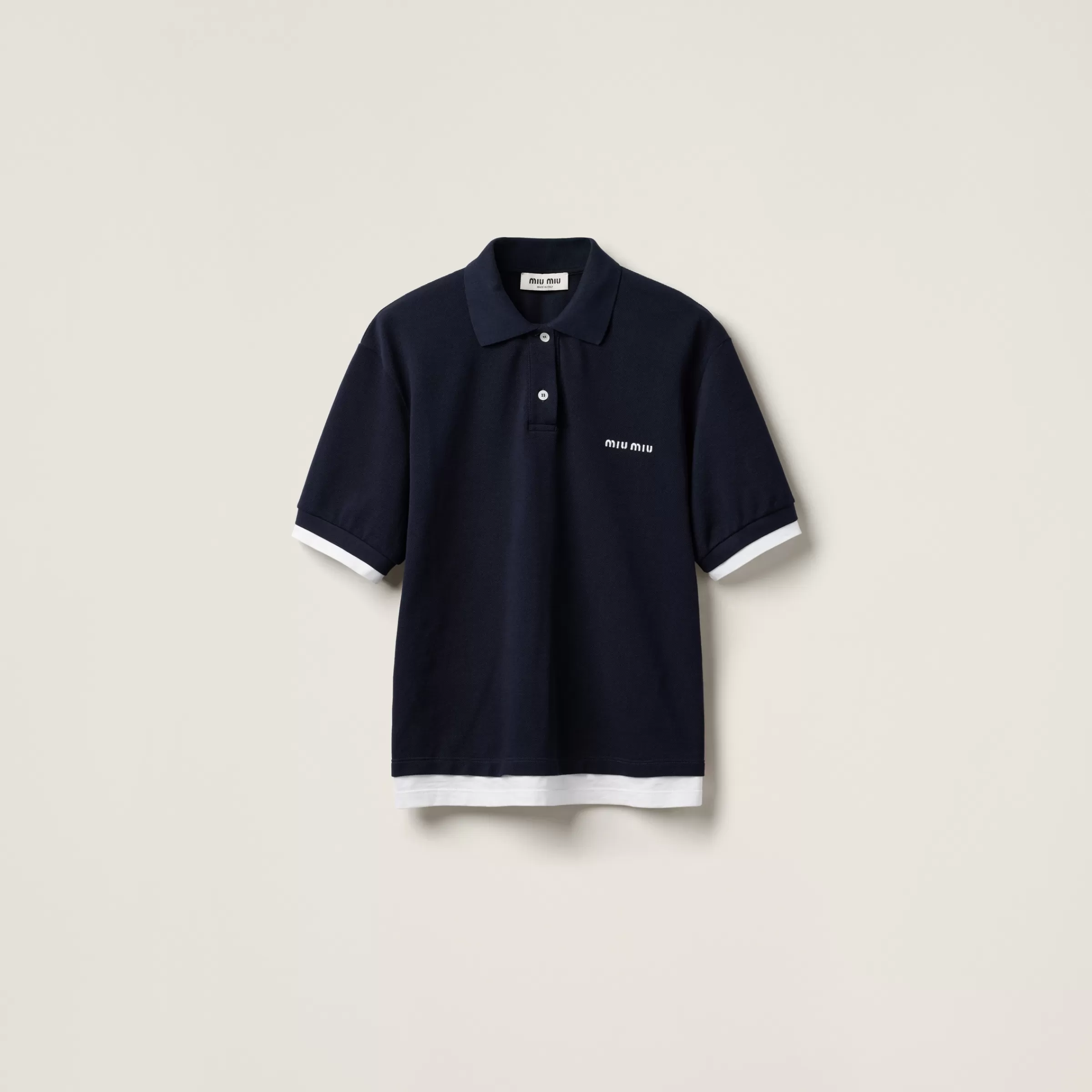 Piqué and jersey polo shirt>Miu Miu Cheap