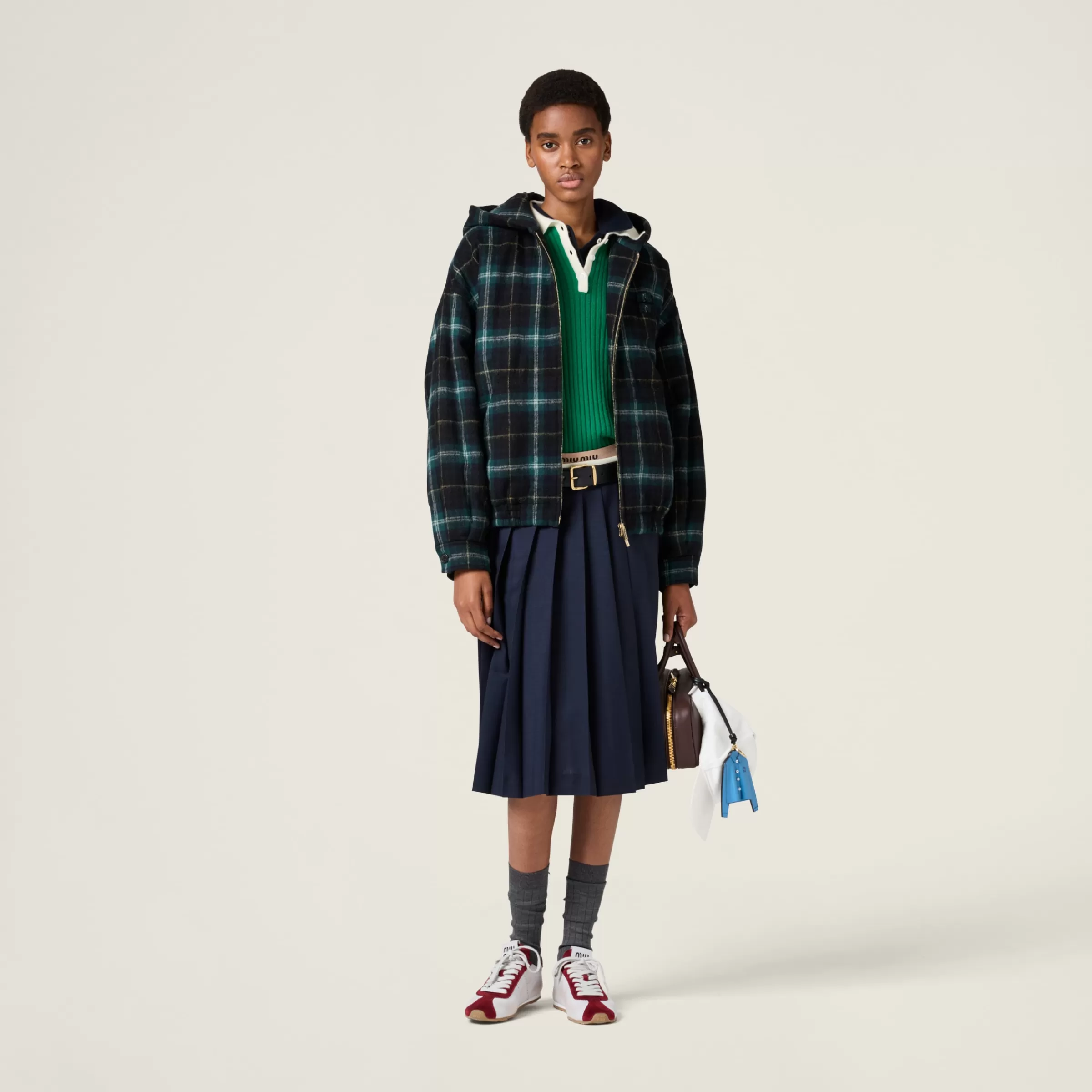 Plaid hoodie jacket>Miu Miu Flash Sale