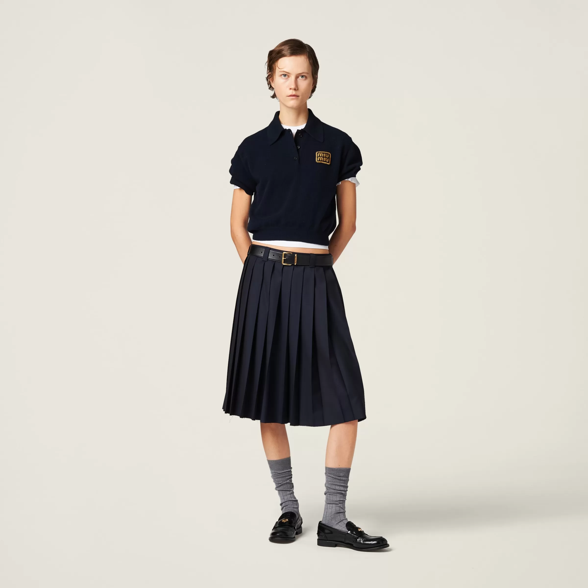 Pleated Batavia skirt>Miu Miu Best