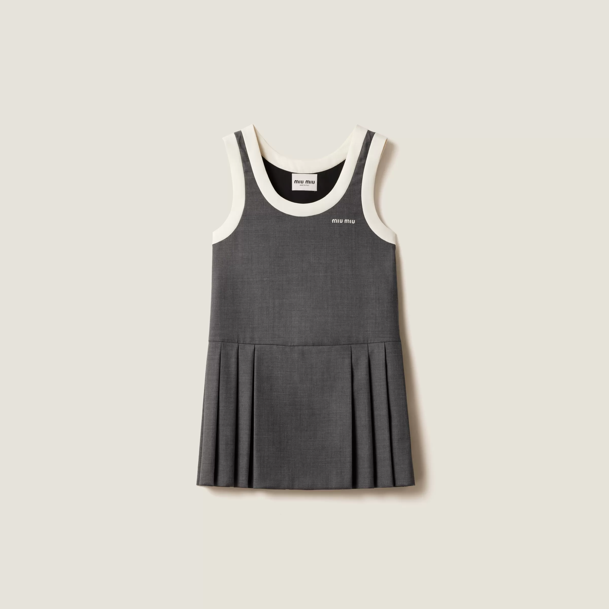 Pleated grisaille mini-dress>Miu Miu Fashion