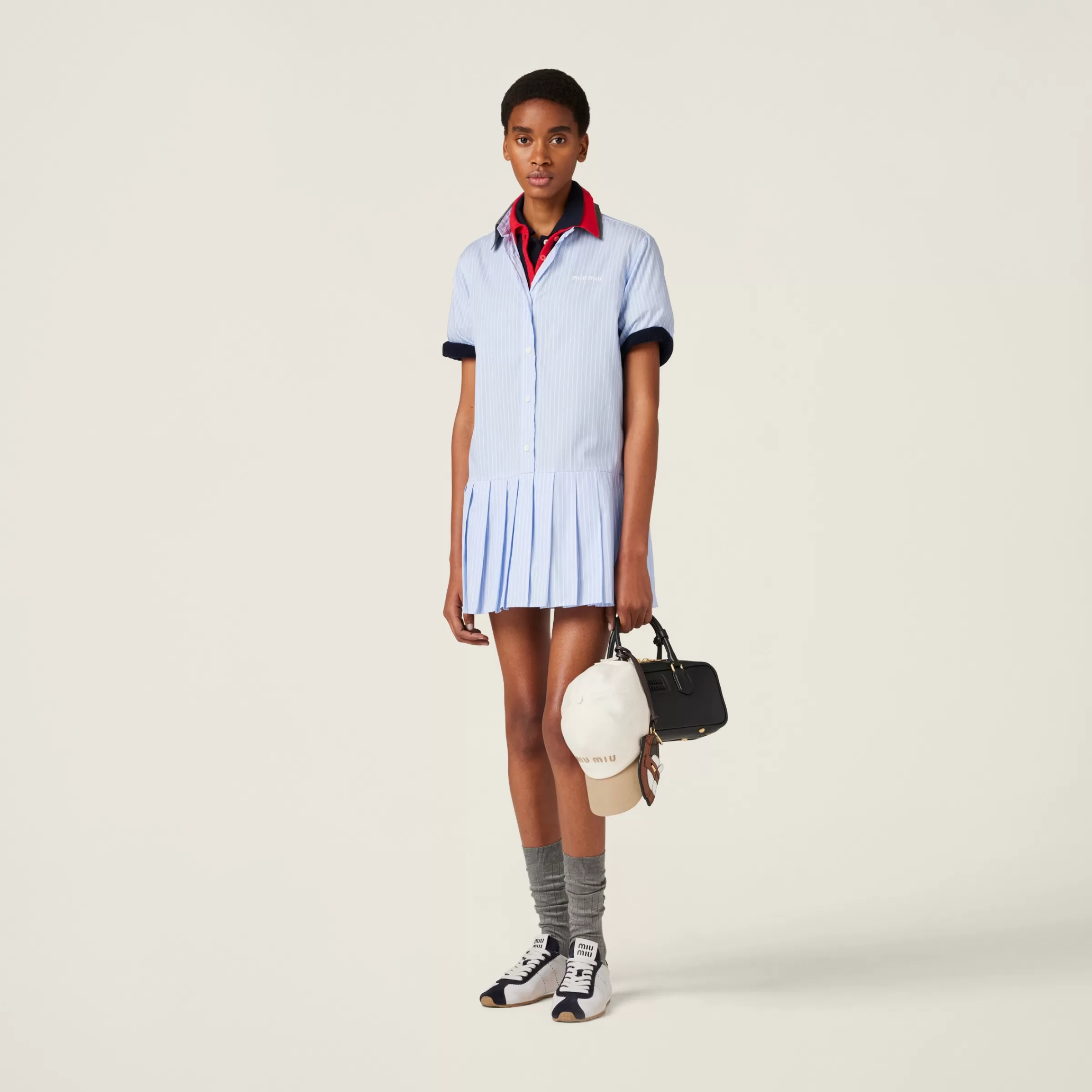 Pleated striped dress>Miu Miu Best