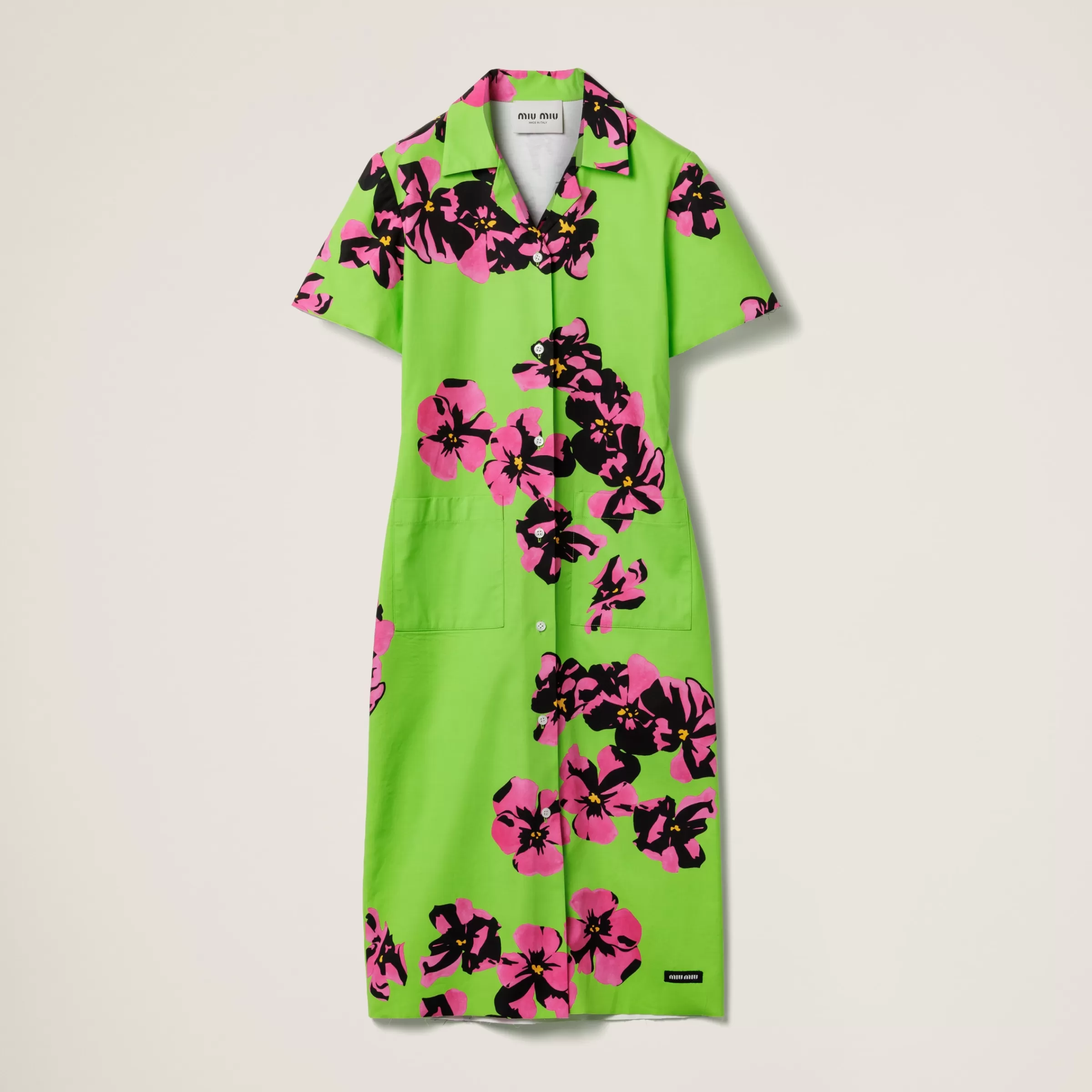 Poplin and jersey dress>Miu Miu Shop