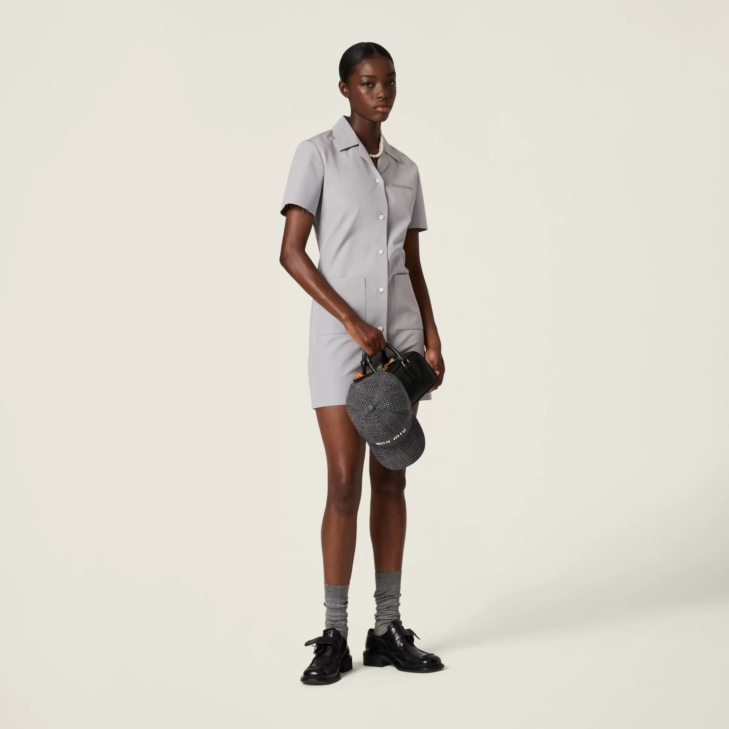 Poplin and jersey mini-dress>Miu Miu New