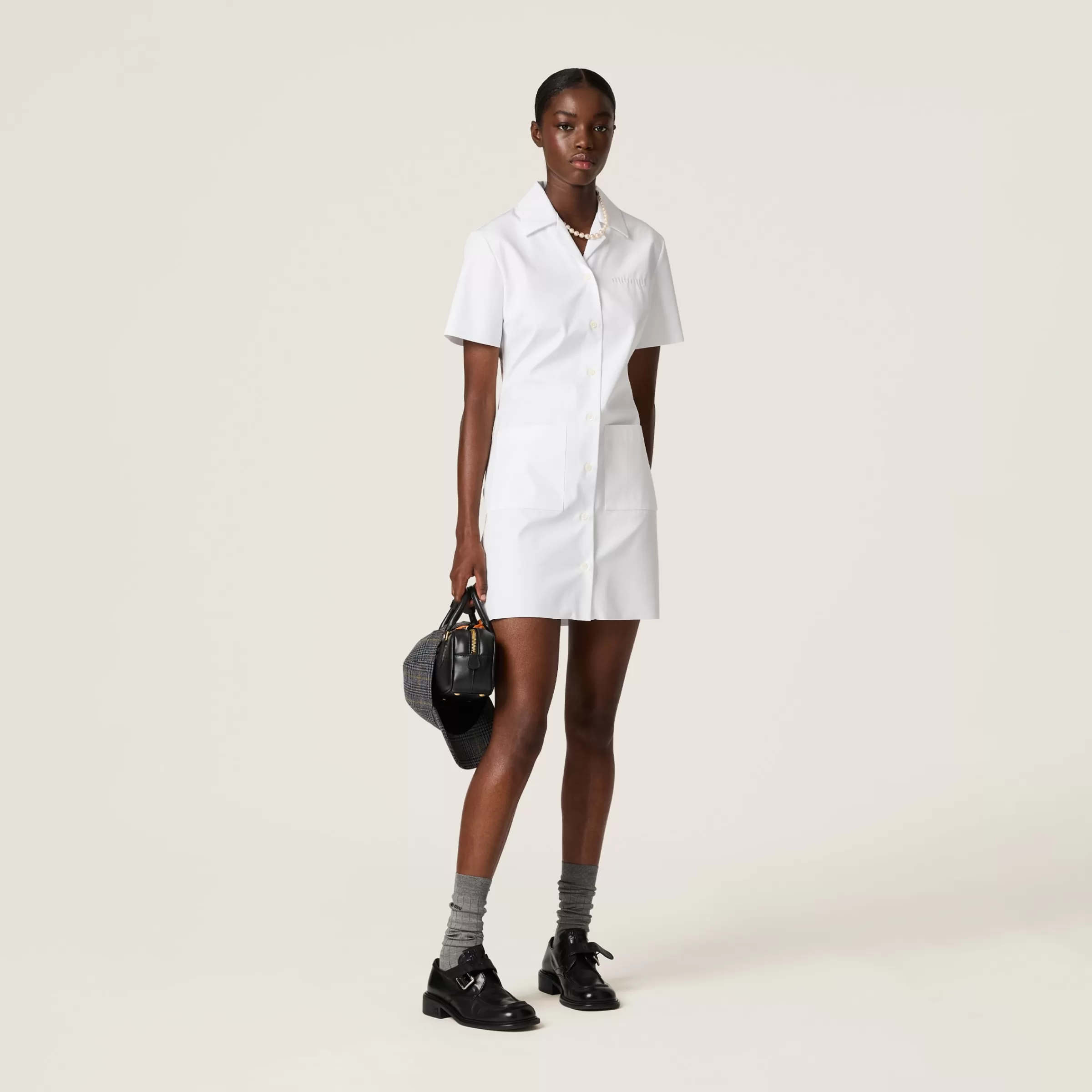 Poplin and jersey mini-dress>Miu Miu New