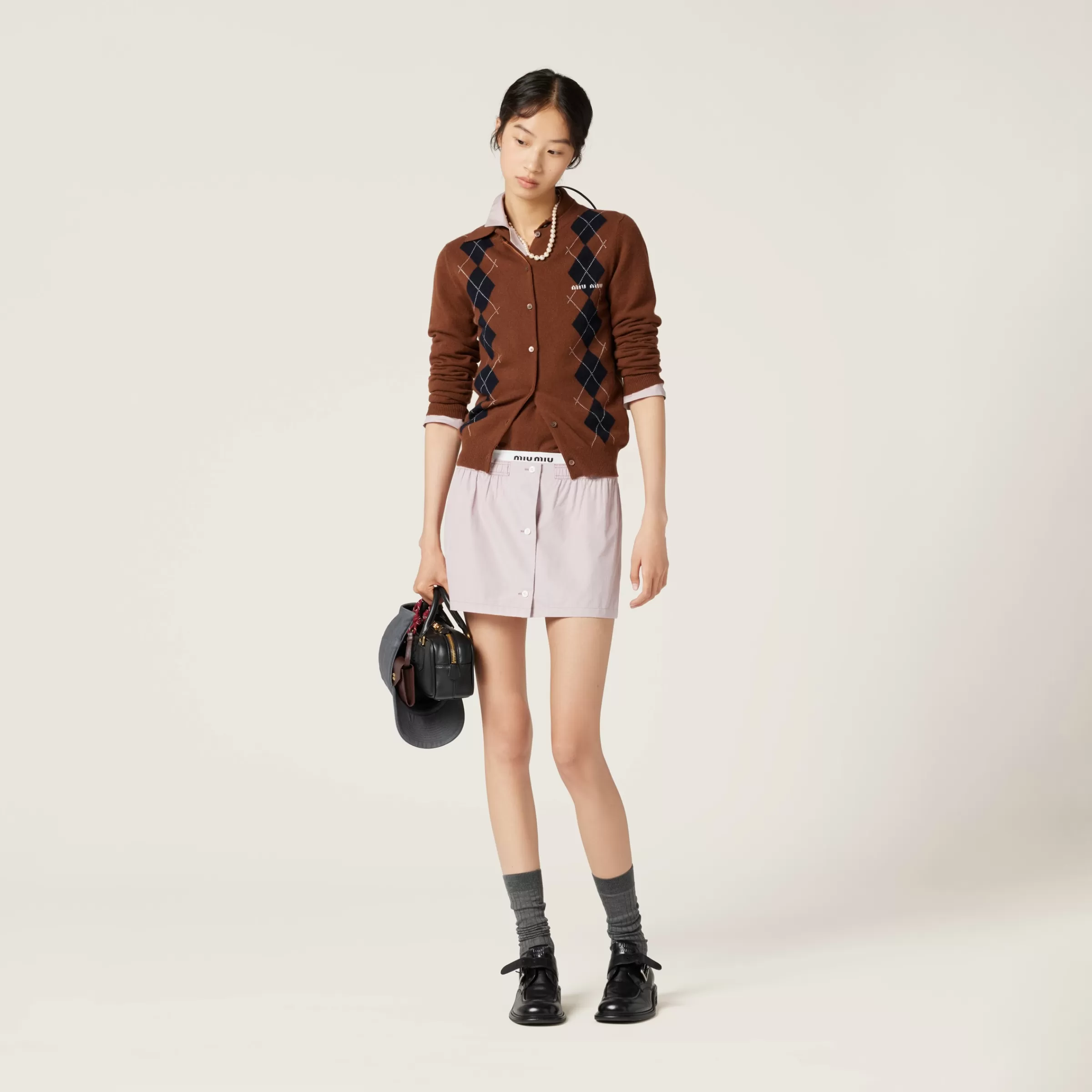 Poplin miniskirt>Miu Miu Store