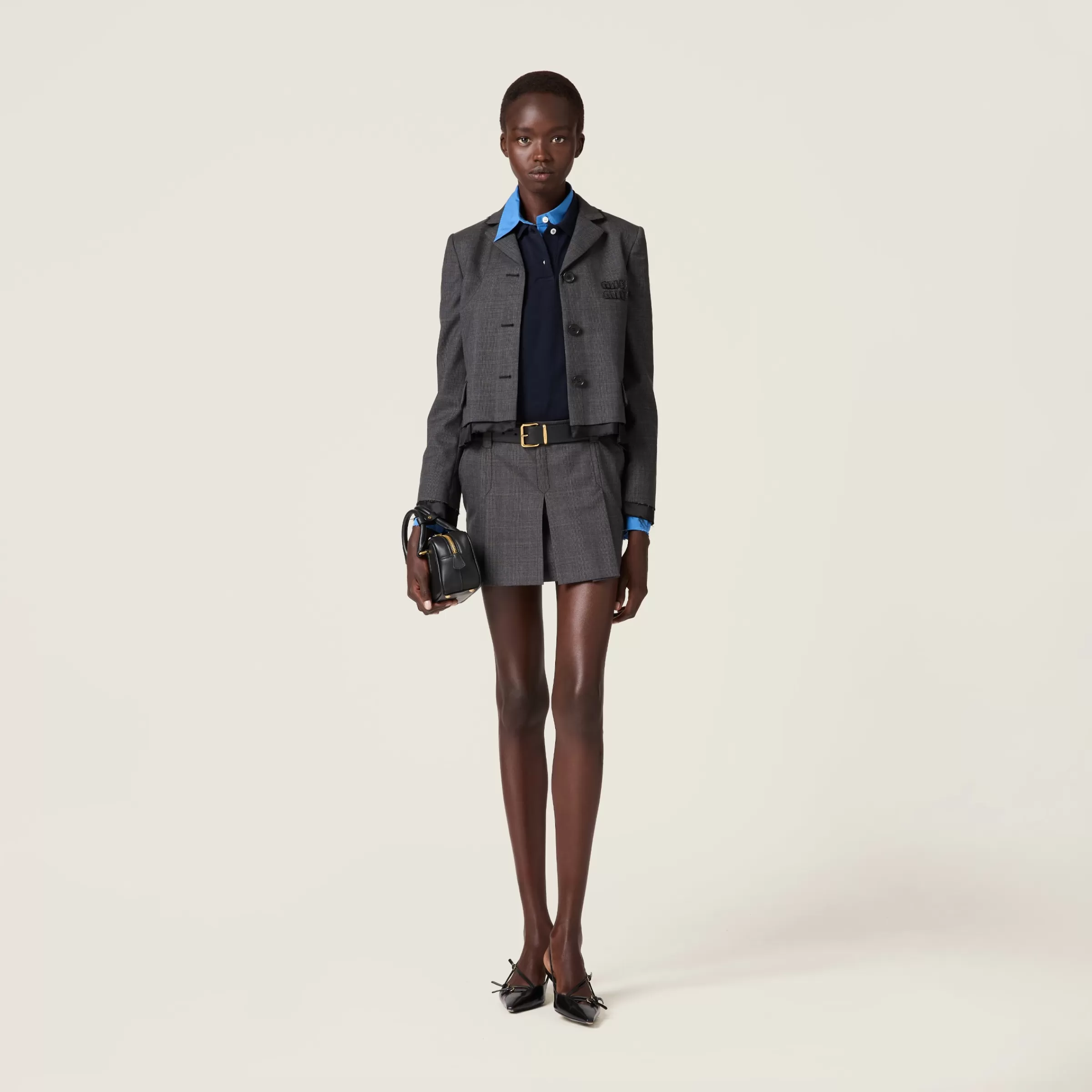Prince of Wales check miniskirt>Miu Miu Shop