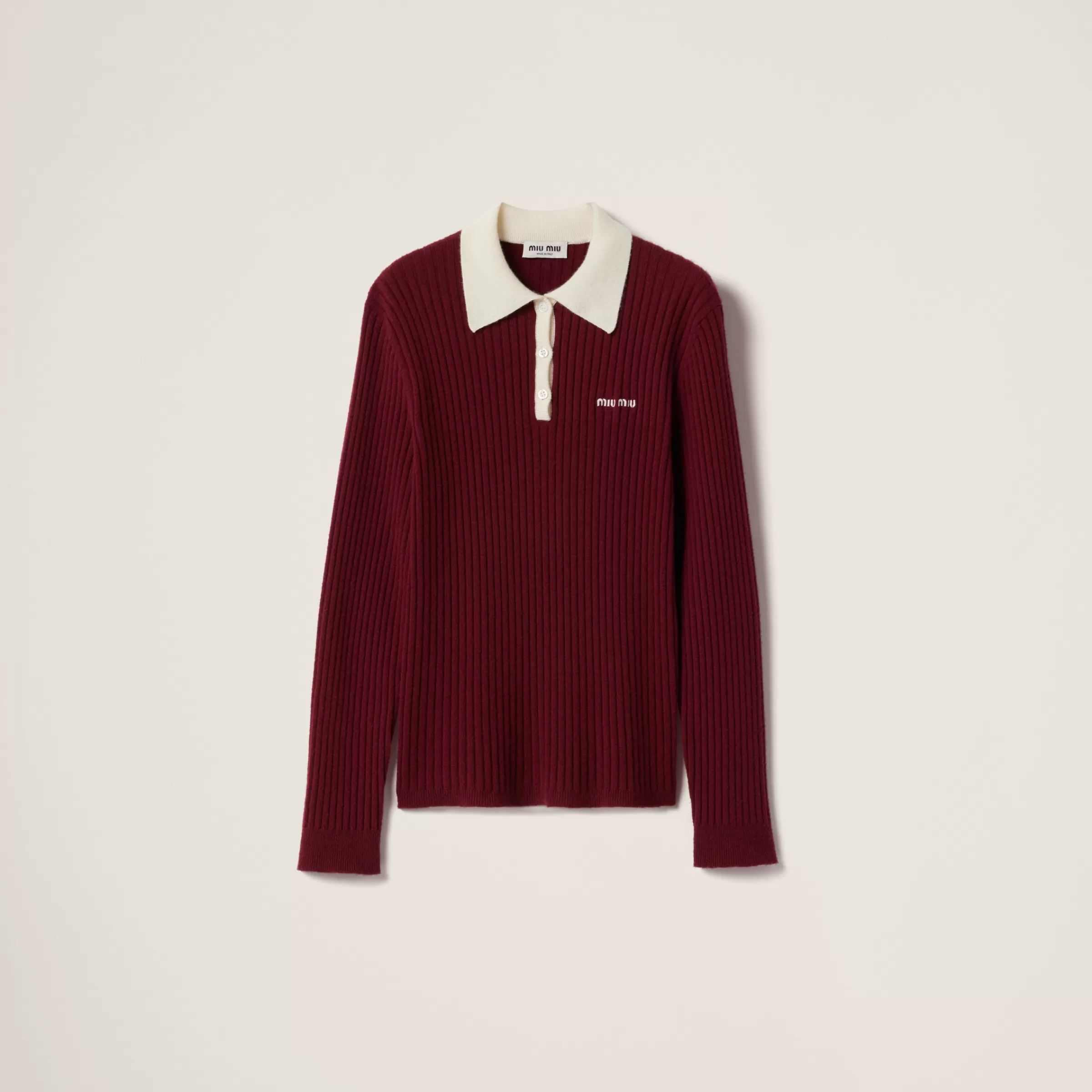 Ribbed cashmere polo shirt>Miu Miu New