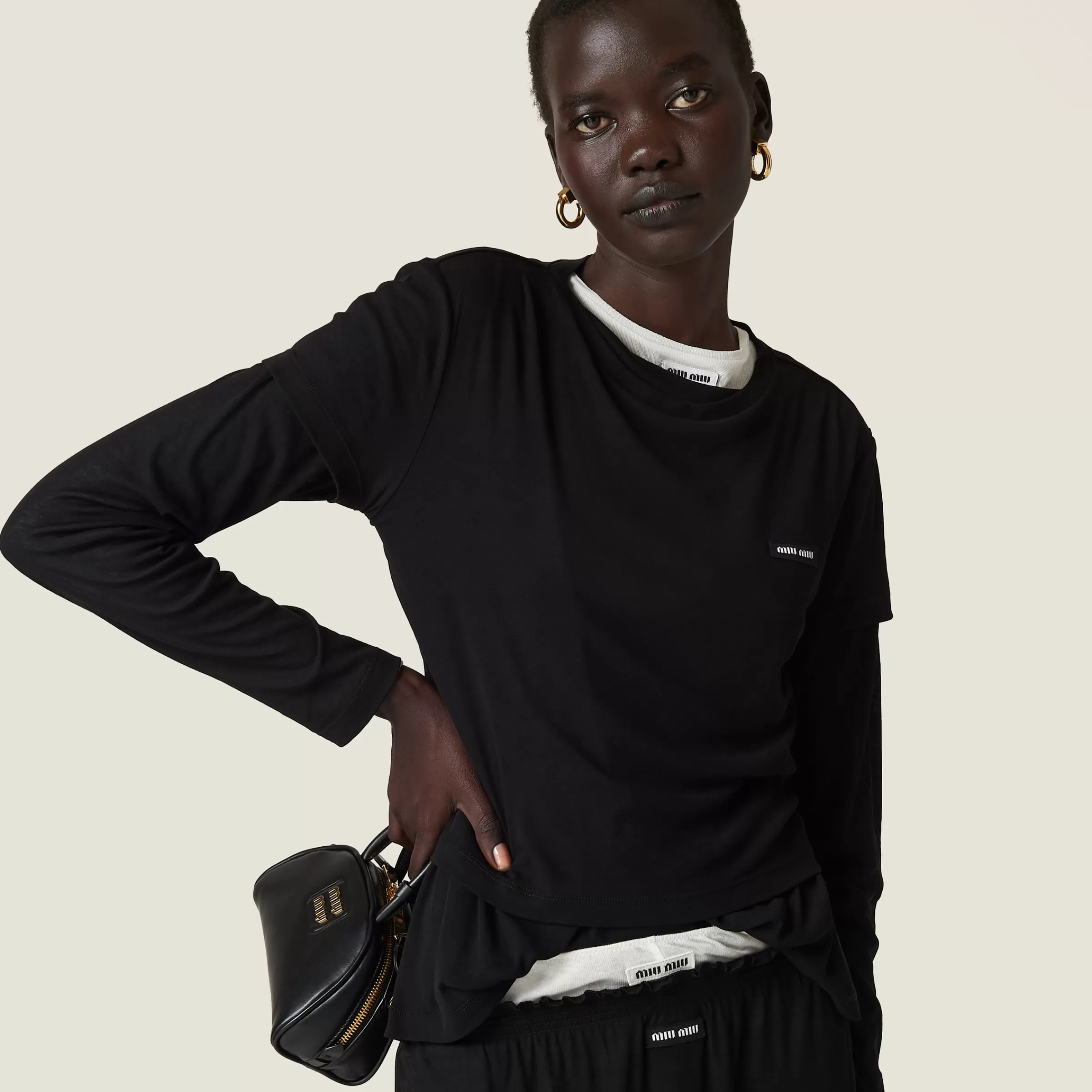 Ribbed jersey T-shirt>Miu Miu Discount