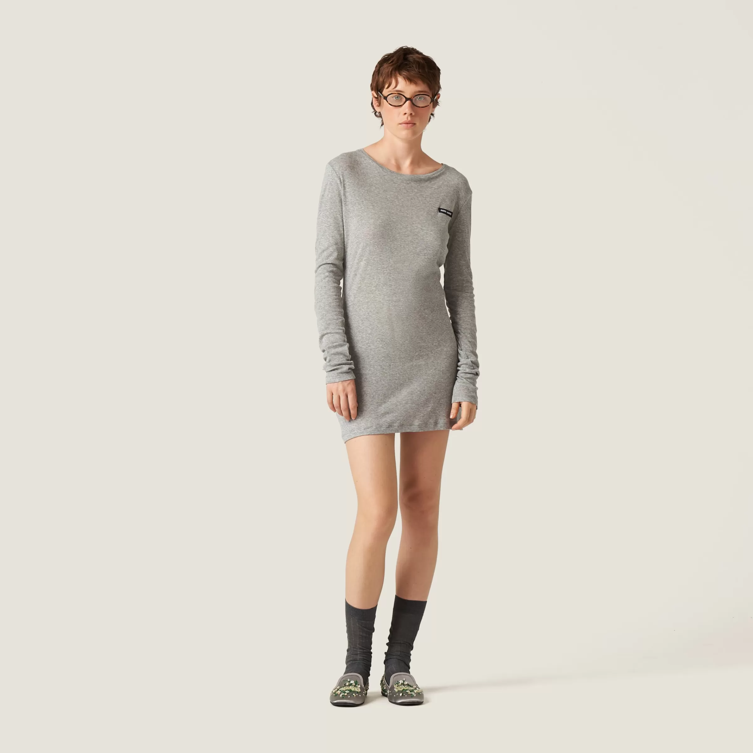 Ribbed knit jersey dress>Miu Miu Cheap
