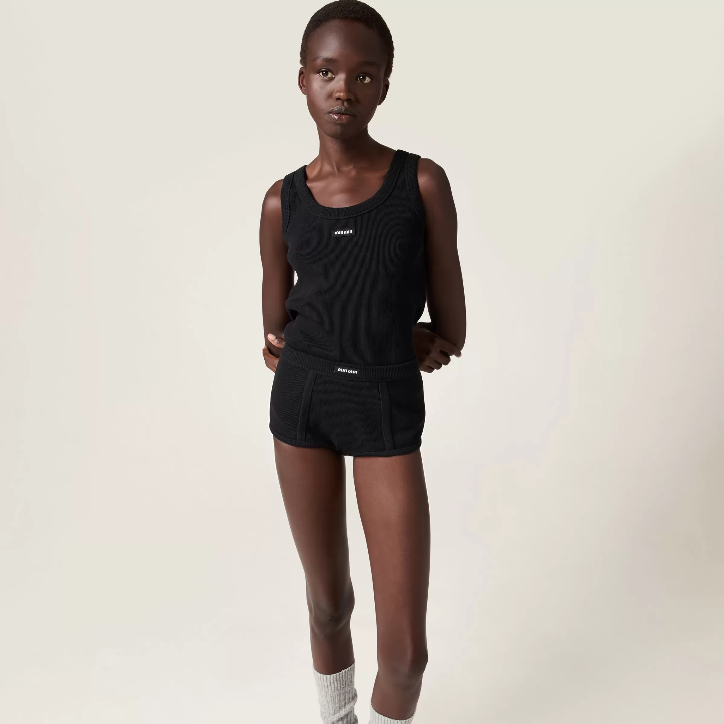 Ribbed knit tank top>Miu Miu Flash Sale