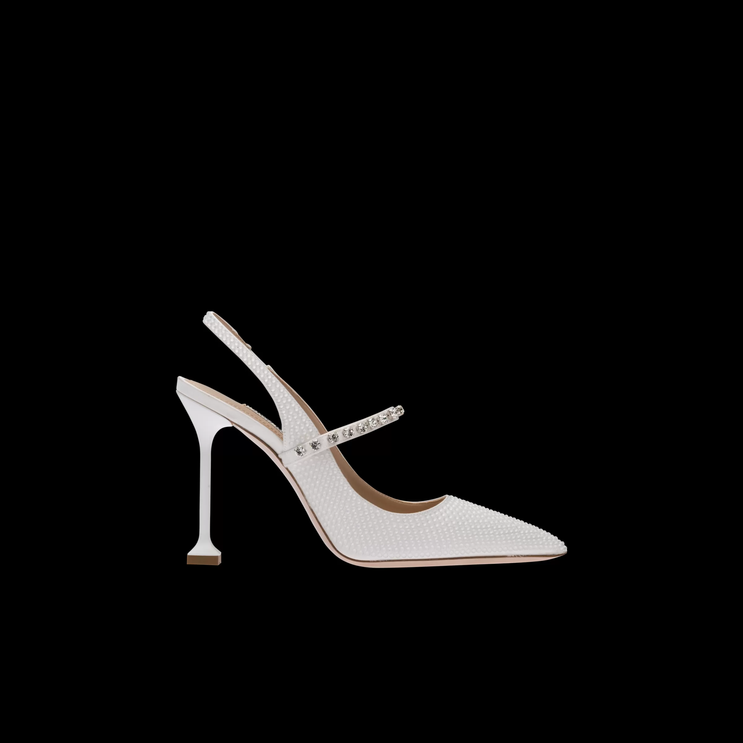 Satin slingback pumps with crystals>Miu Miu Store