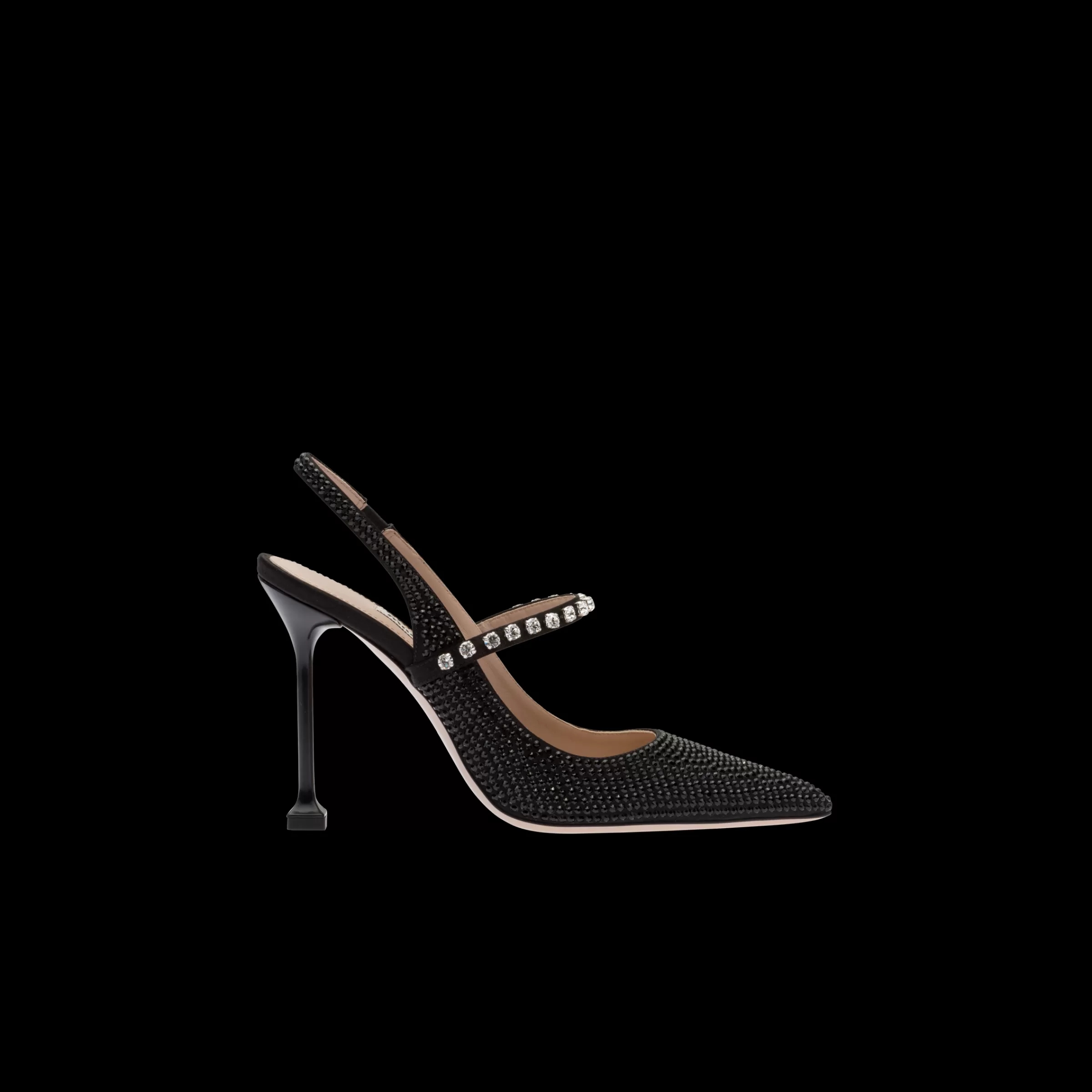 Satin slingback pumps with crystals>Miu Miu Hot