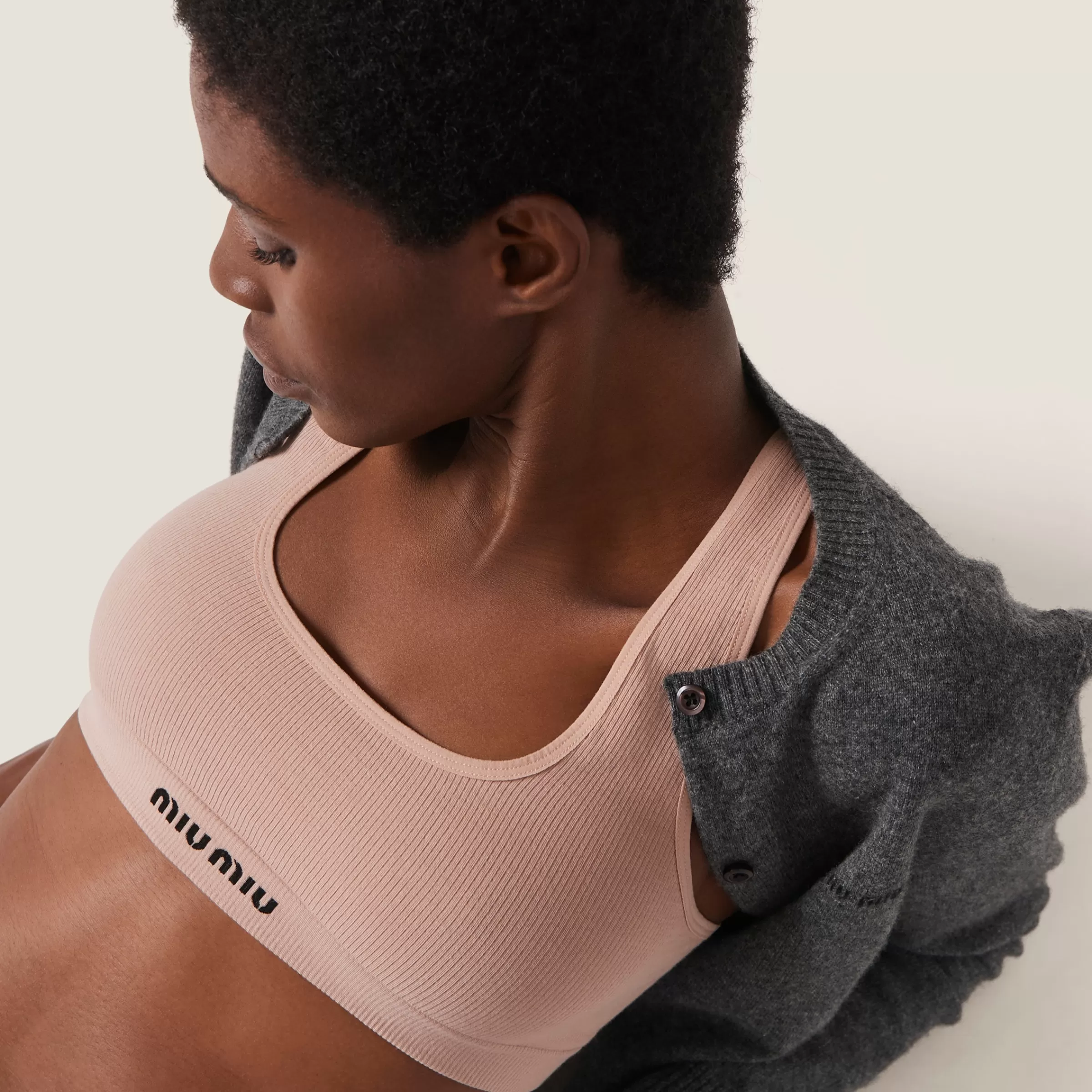 Seamless racerback top>Miu Miu Store