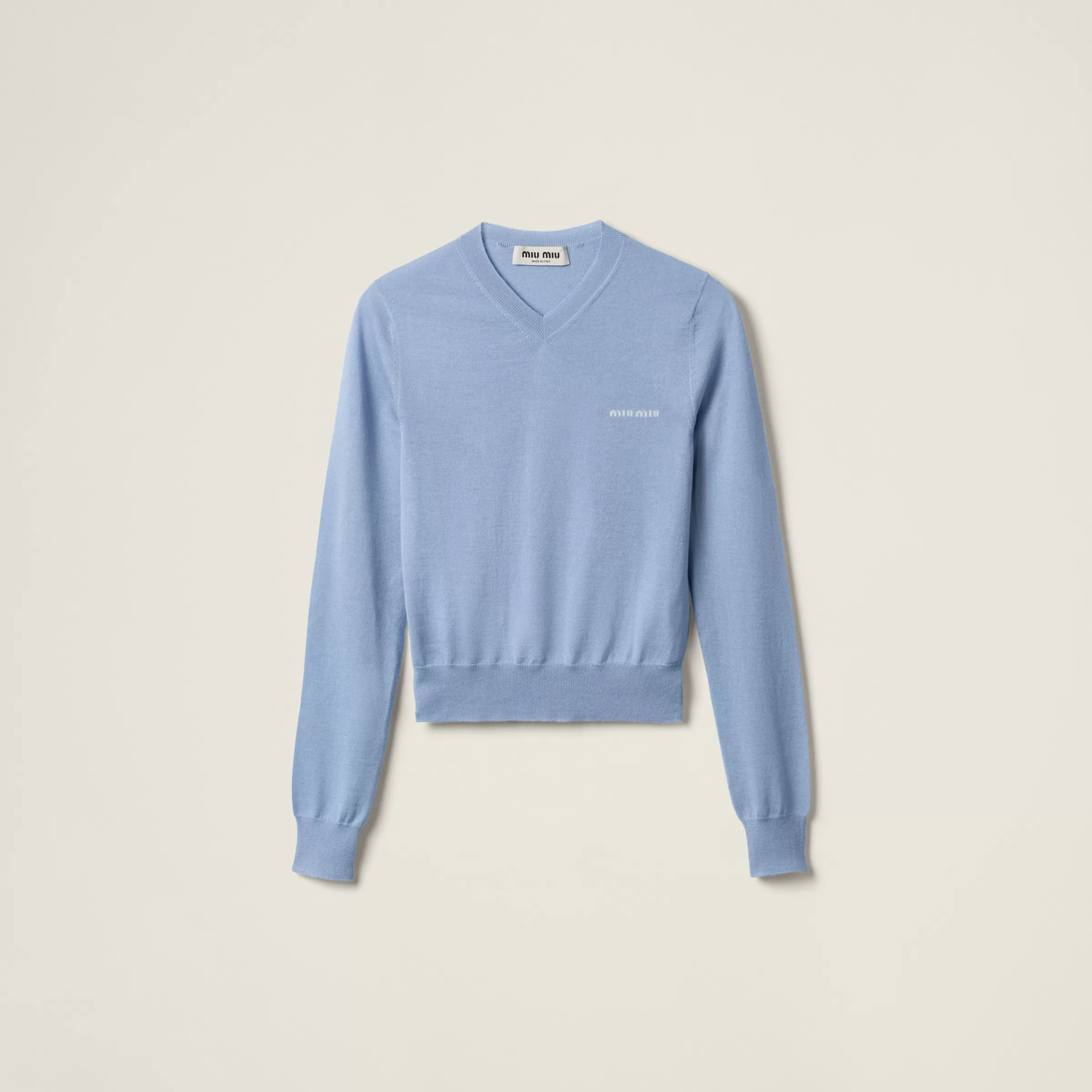 Silk and cashmere V-neck sweater>Miu Miu Outlet