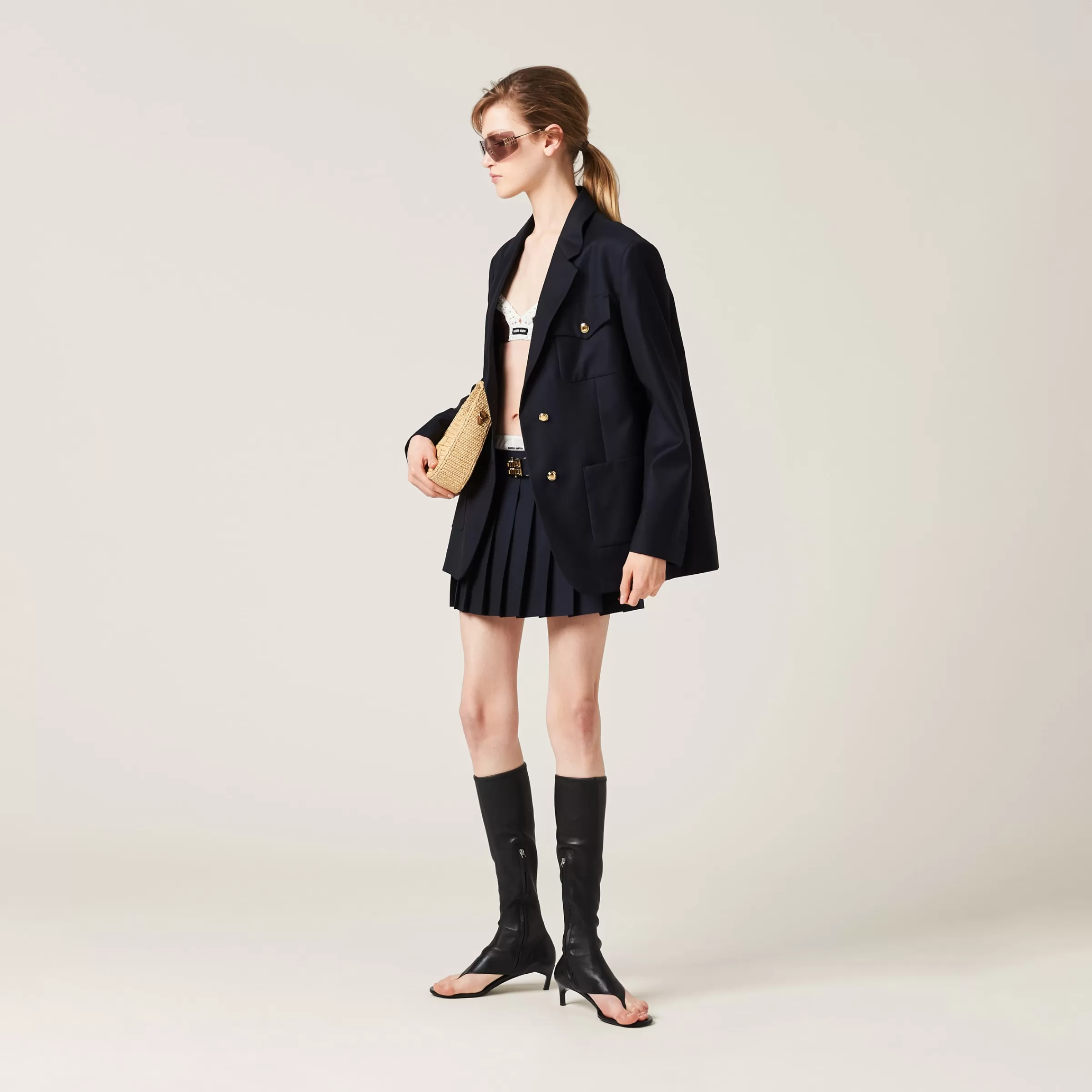 Single-breasted batavia jacket>Miu Miu New