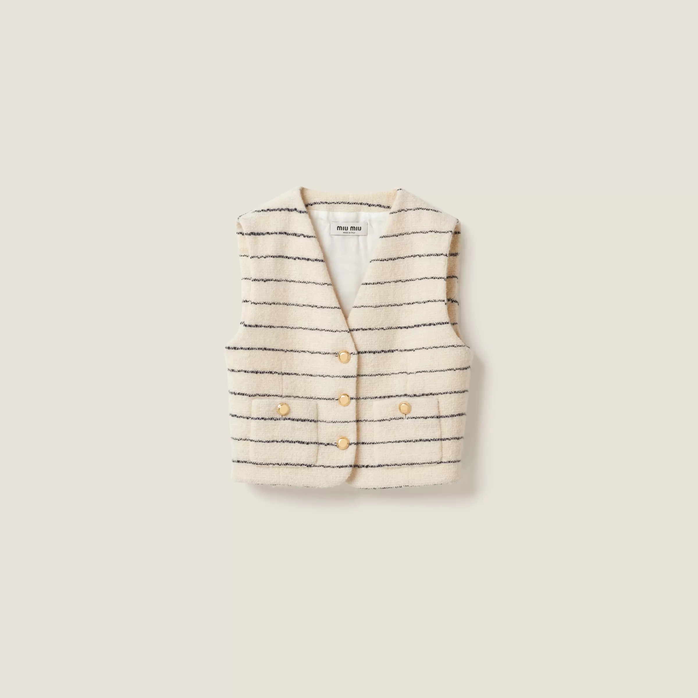 Single-breasted bouclé vest>Miu Miu Store