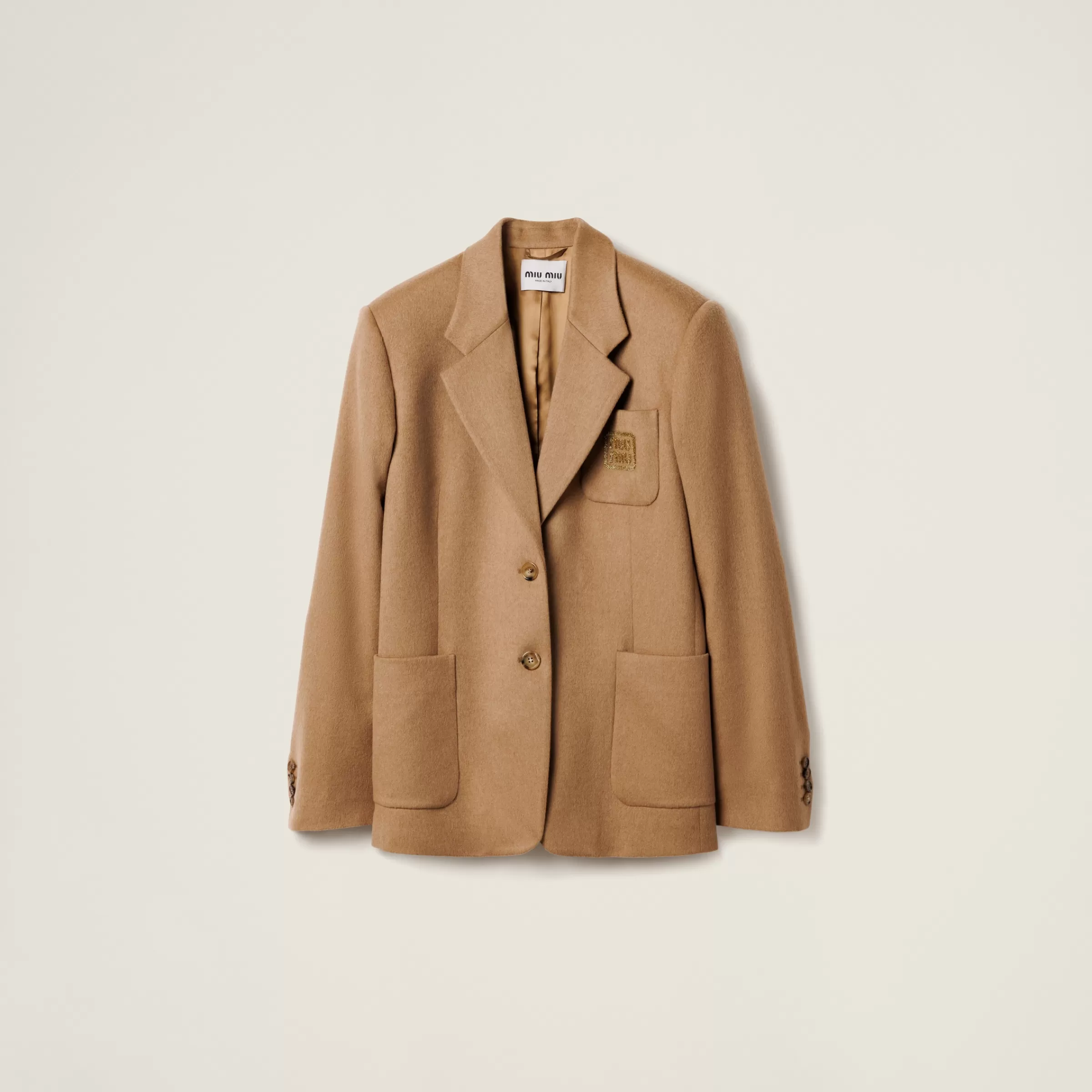 Single-breasted camel-hair jacket>Miu Miu Online