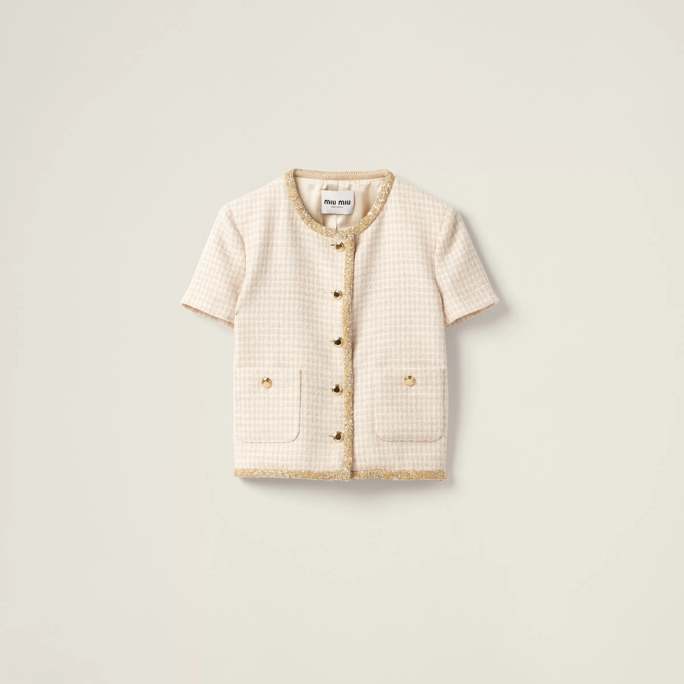 Single-breasted check lamé jacket>Miu Miu Hot