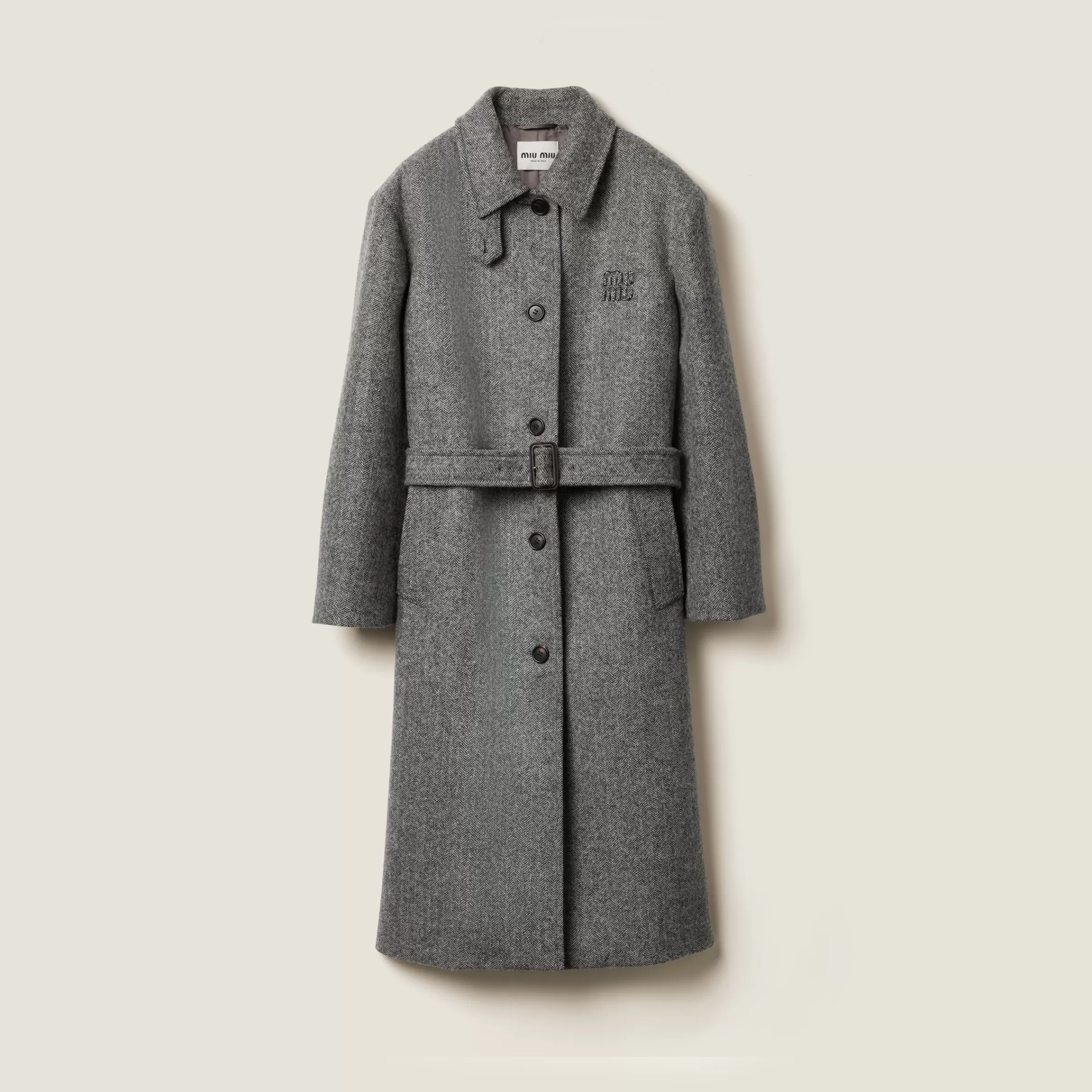 Single-breasted chevron coat>Miu Miu Clearance