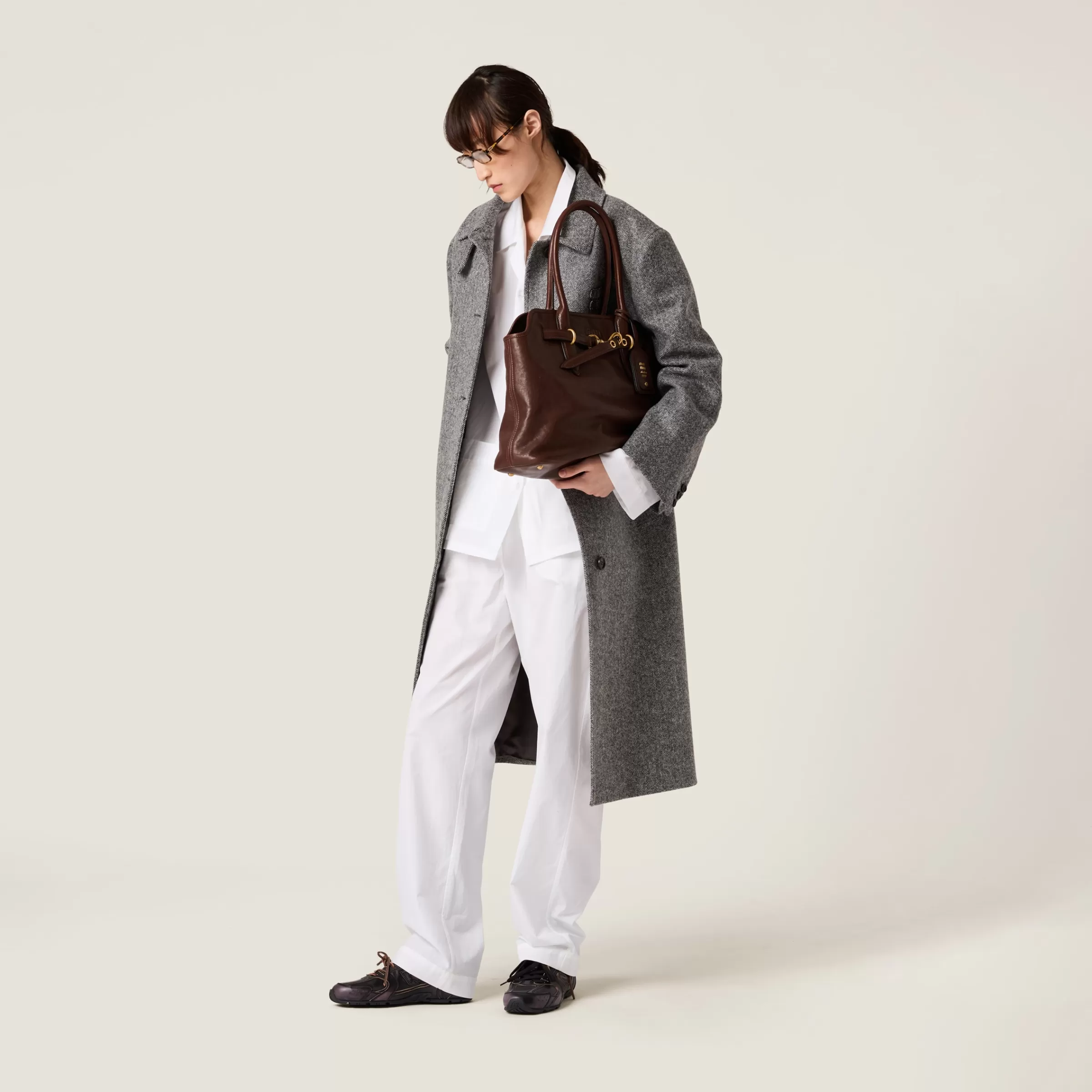 Single-breasted chevron coat>Miu Miu Clearance