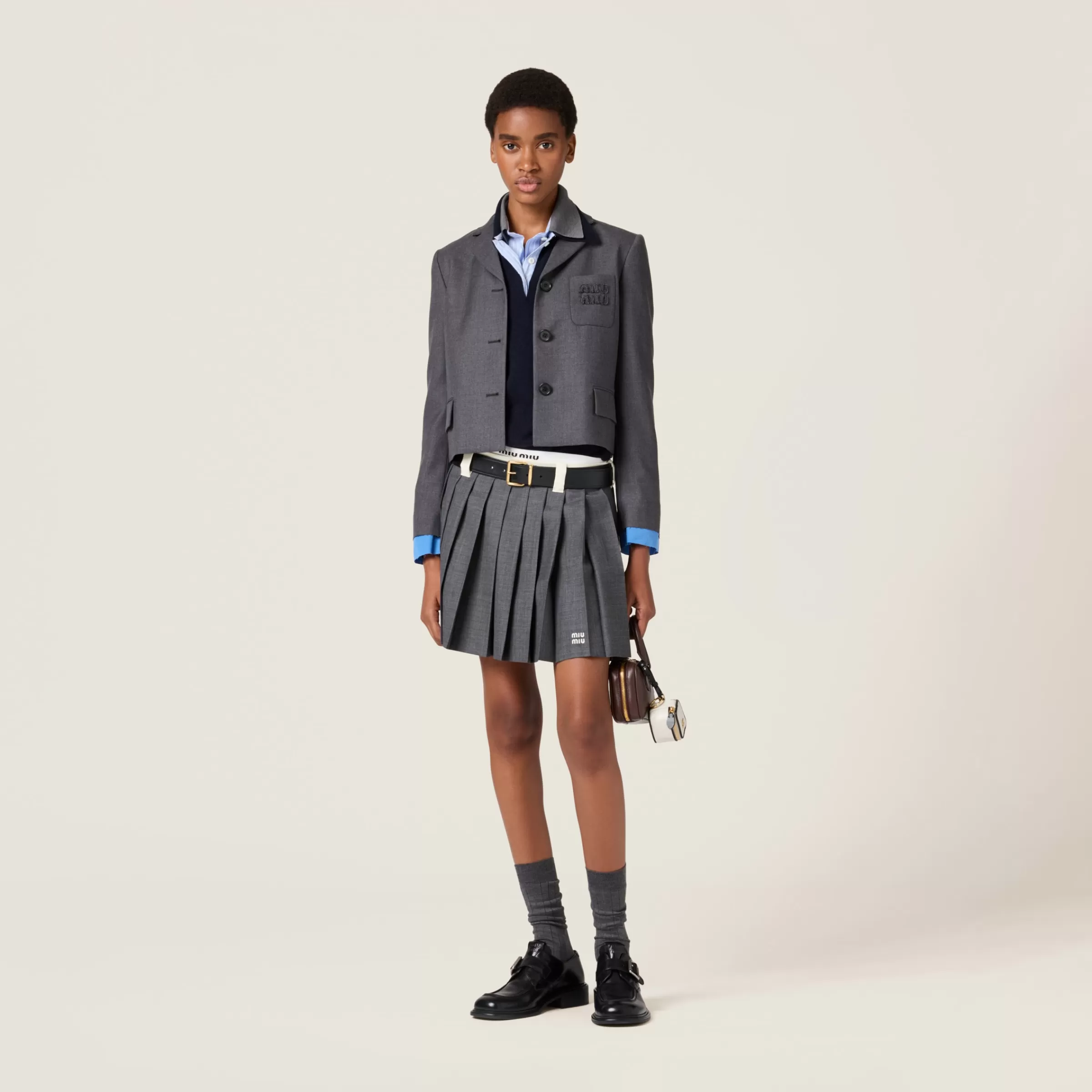 Single-breasted cropped gabardine jacket>Miu Miu Hot
