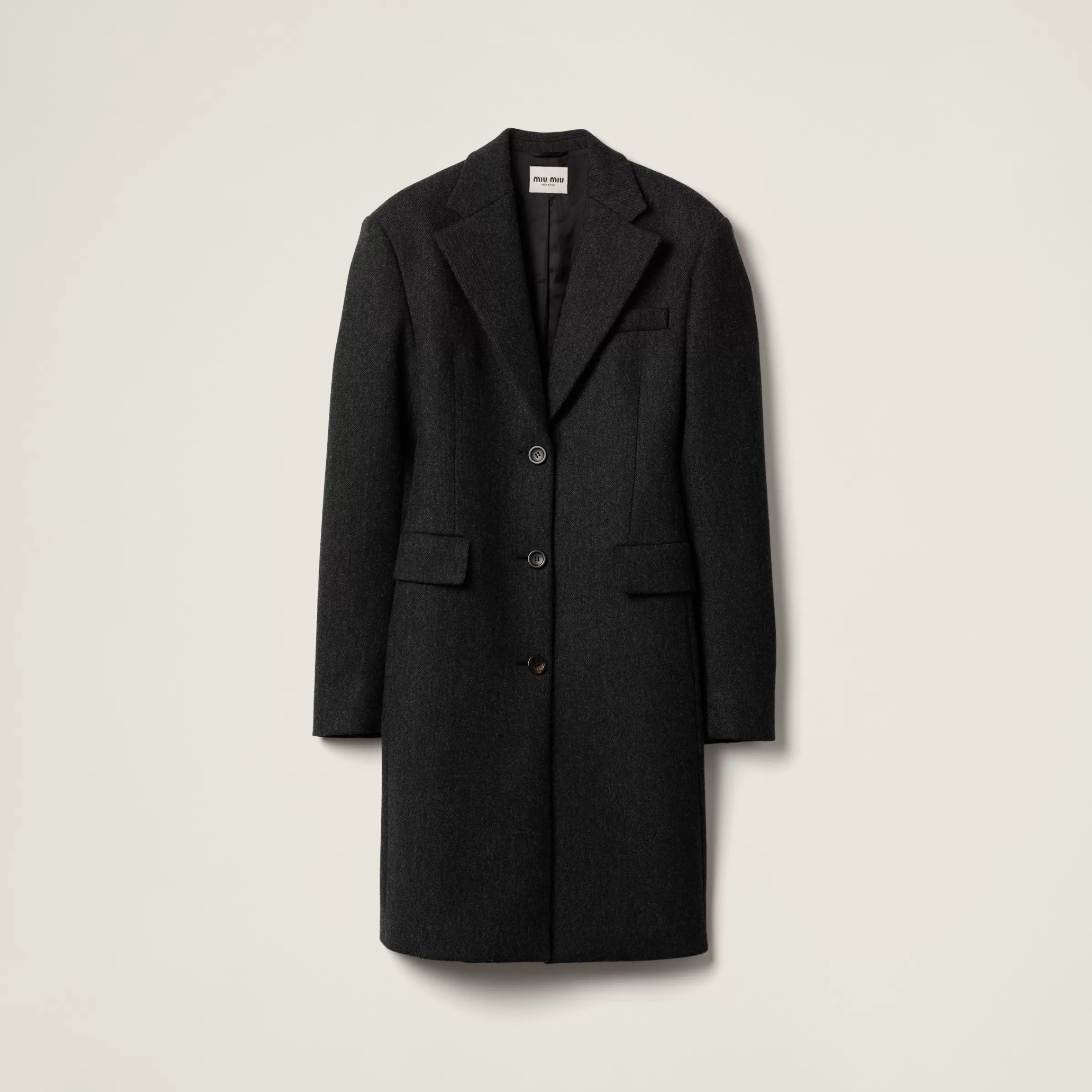 Single-breasted double wool coat>Miu Miu Hot